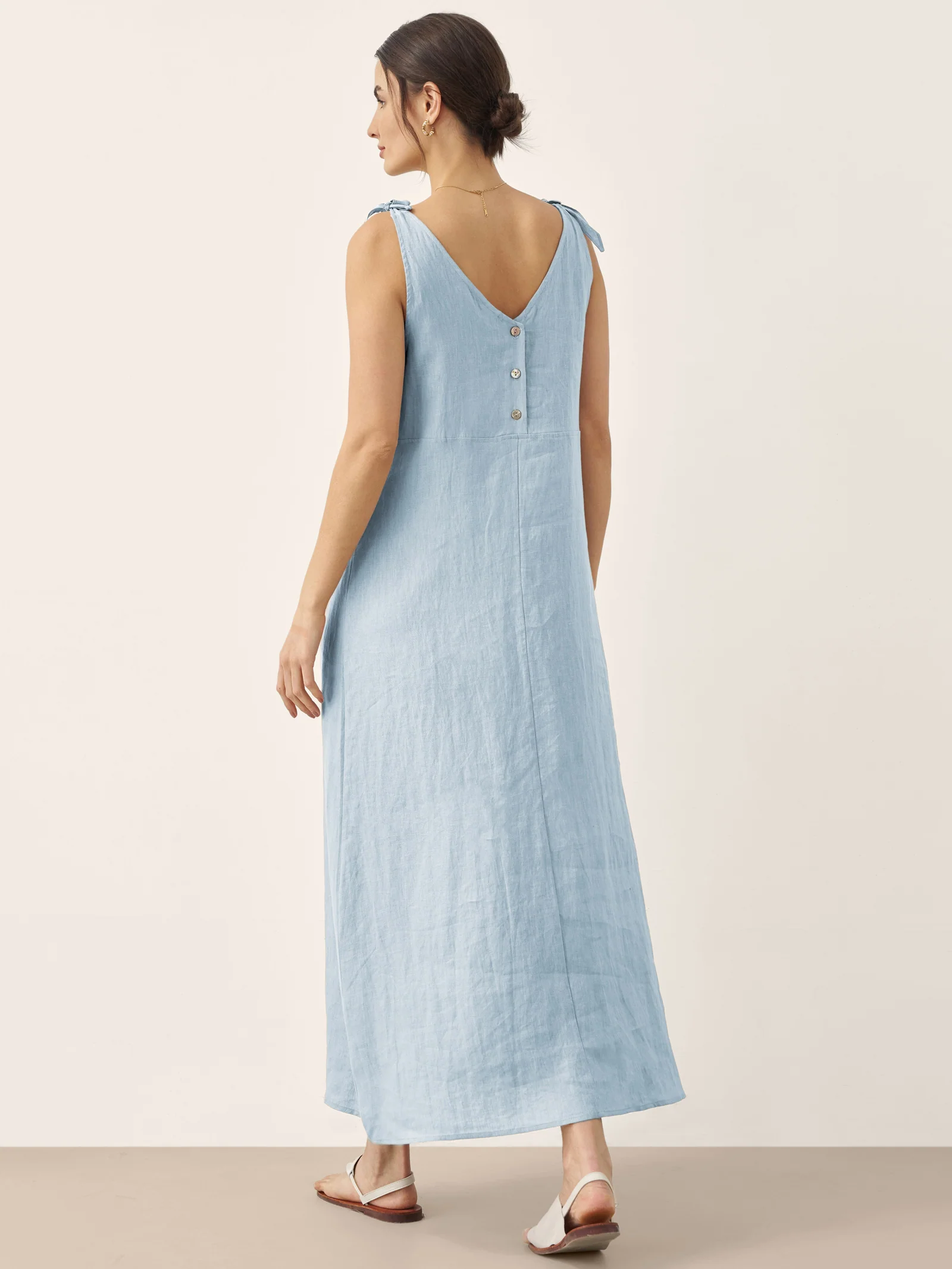 100% Linen Camisole Dress QEARL - Image 10