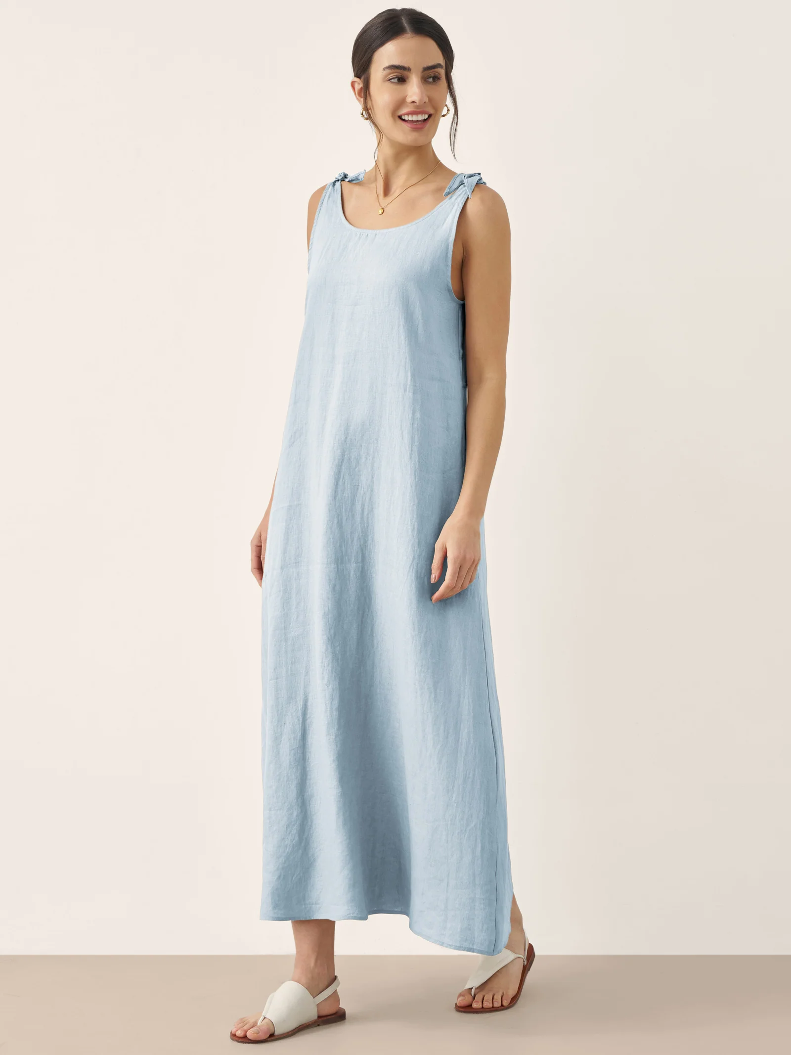 100% Linen Camisole Dress QEARL - Image 13