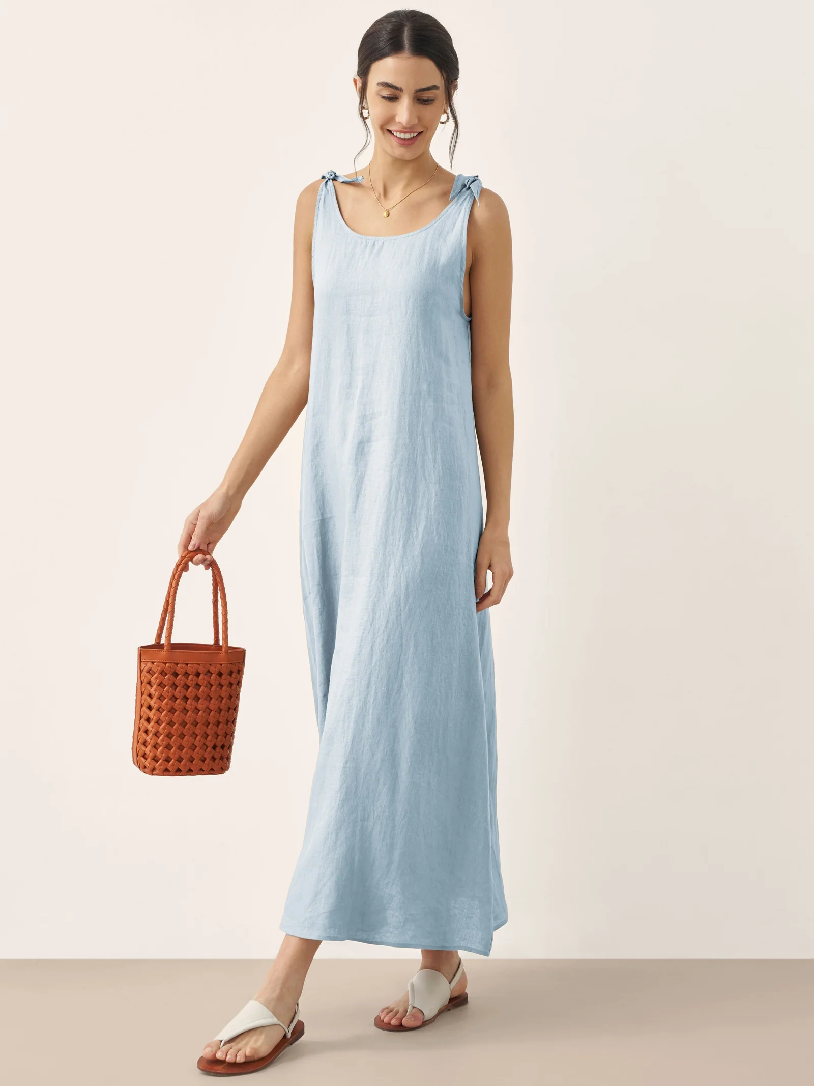 100% Linen Camisole Dress QEARL - Image 16