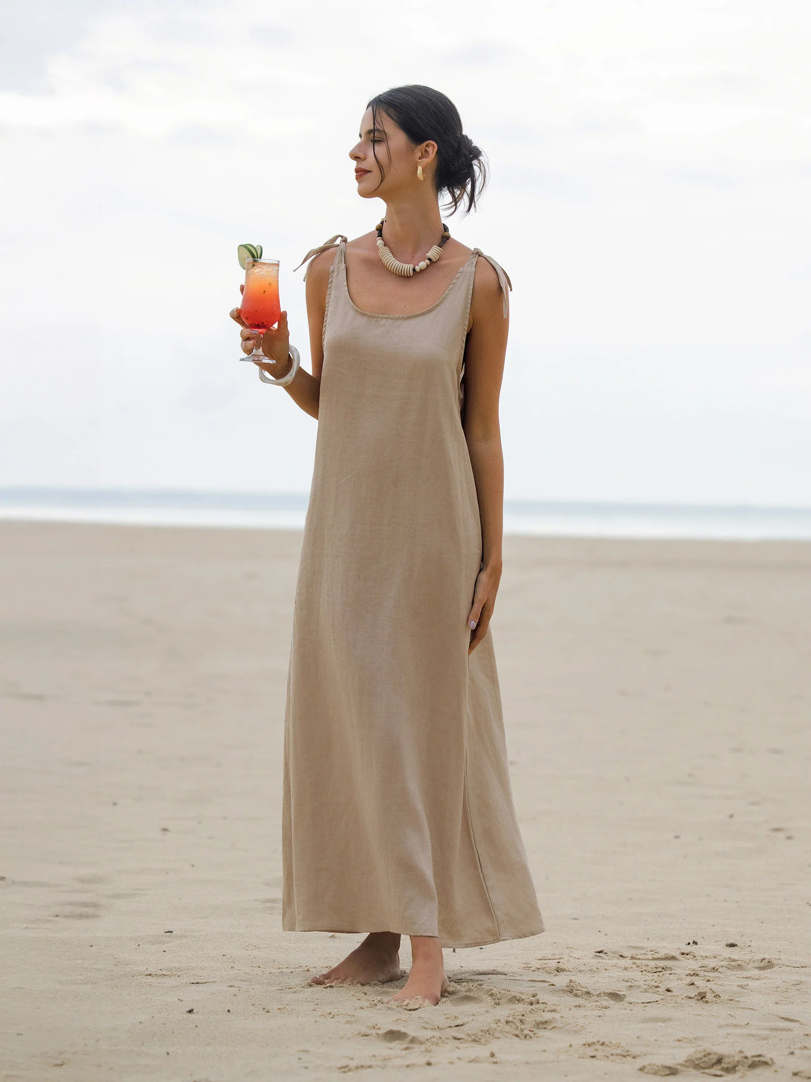 100% Linen Camisole Dress QEARL - Image 4