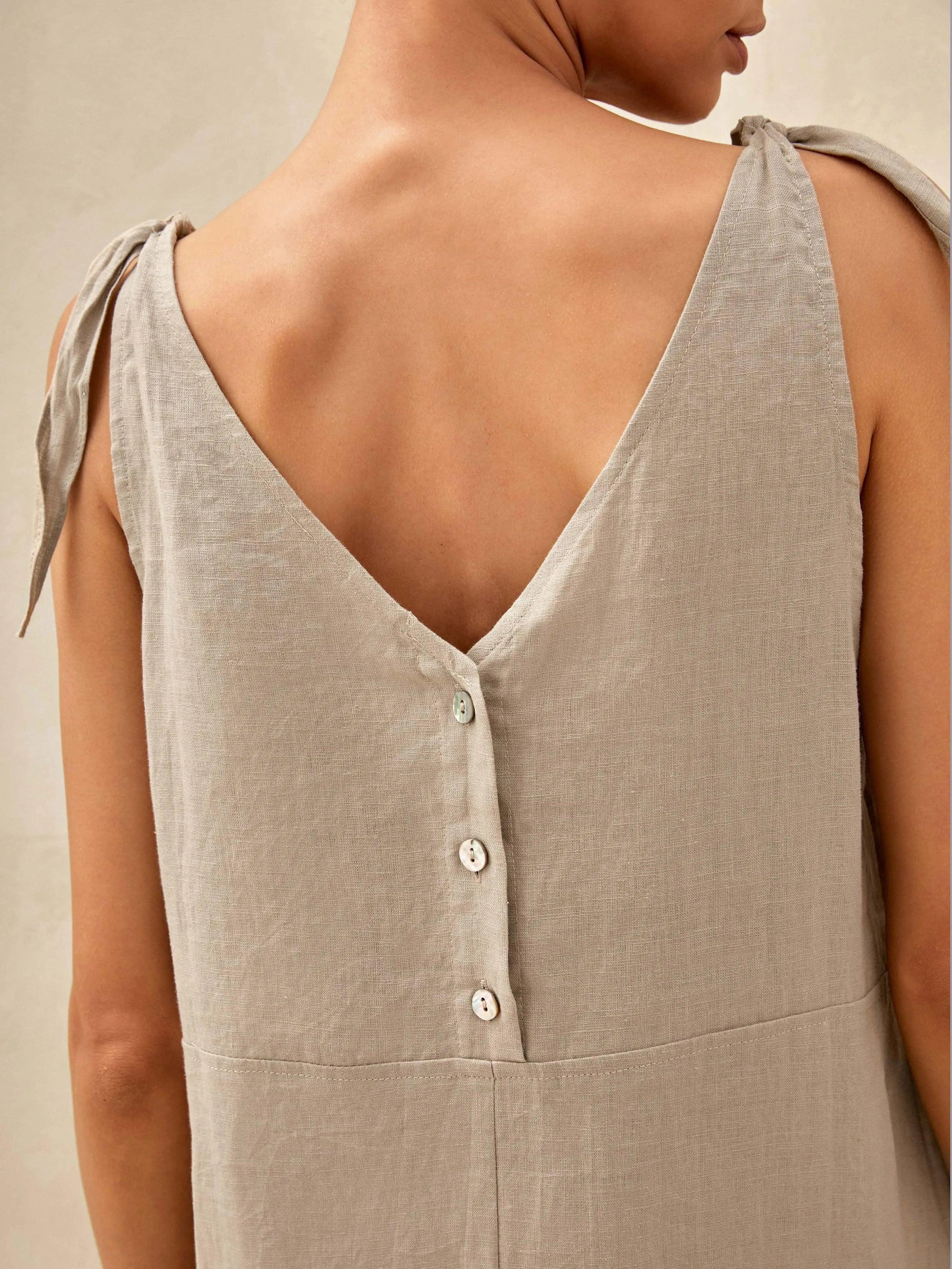 100% Linen Camisole Dress QEARL - Image 7