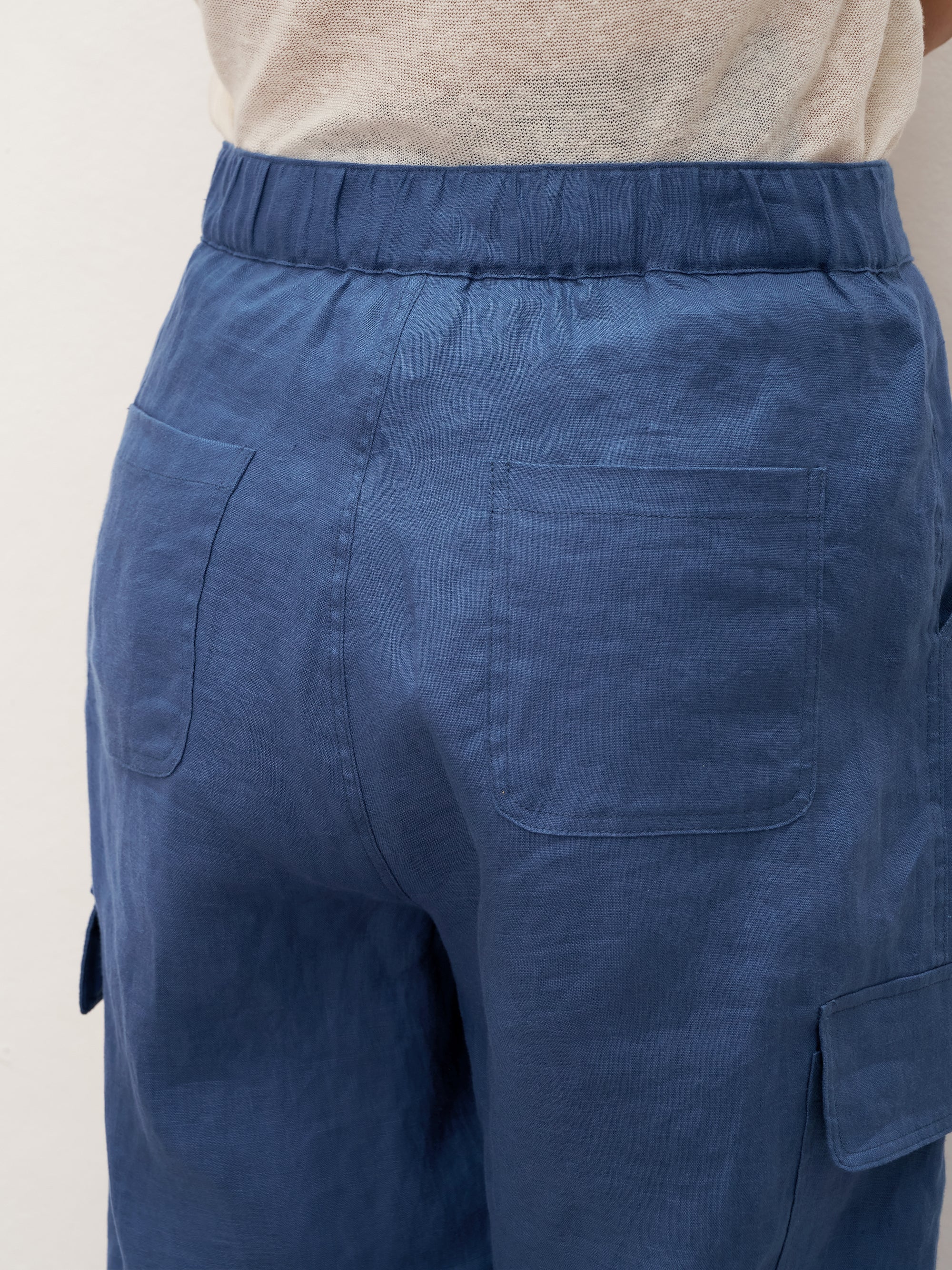 100% Linen Cargo Tapered Trousers with Patch Pockets JESSE - Image 9