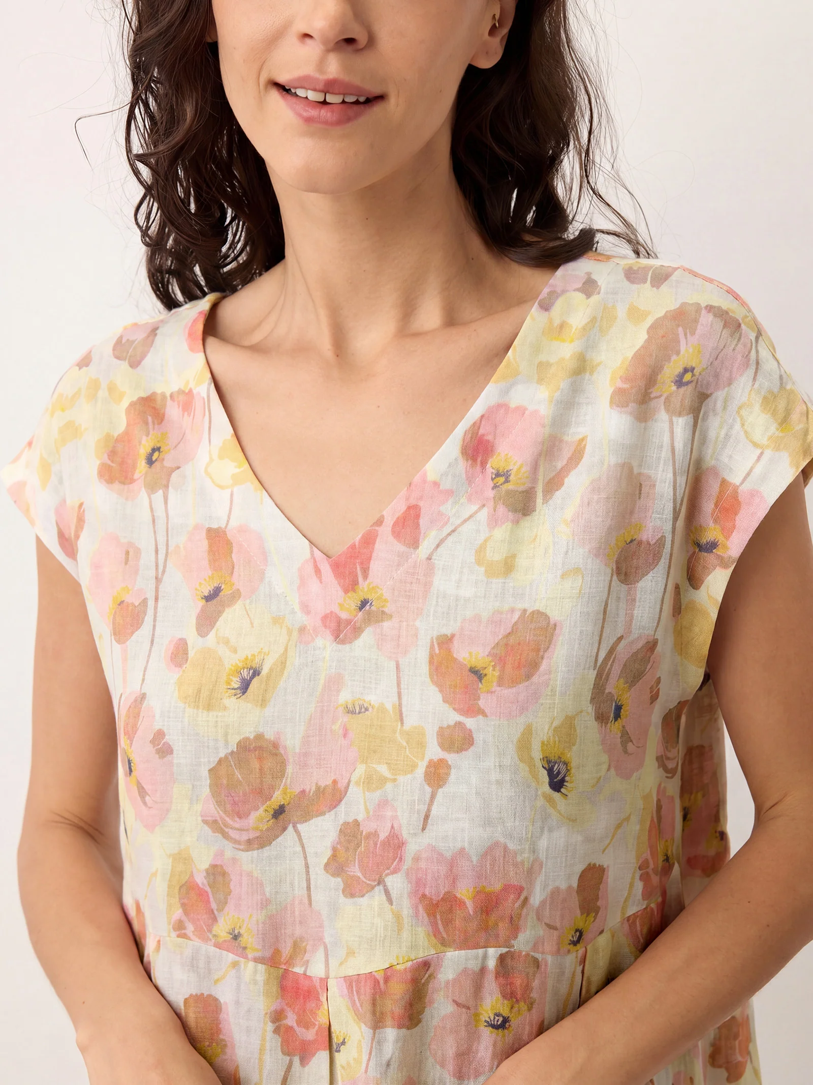 100% Linen Carnation Print Scalloped Waist Maxi Dress HARRIET - Image 17