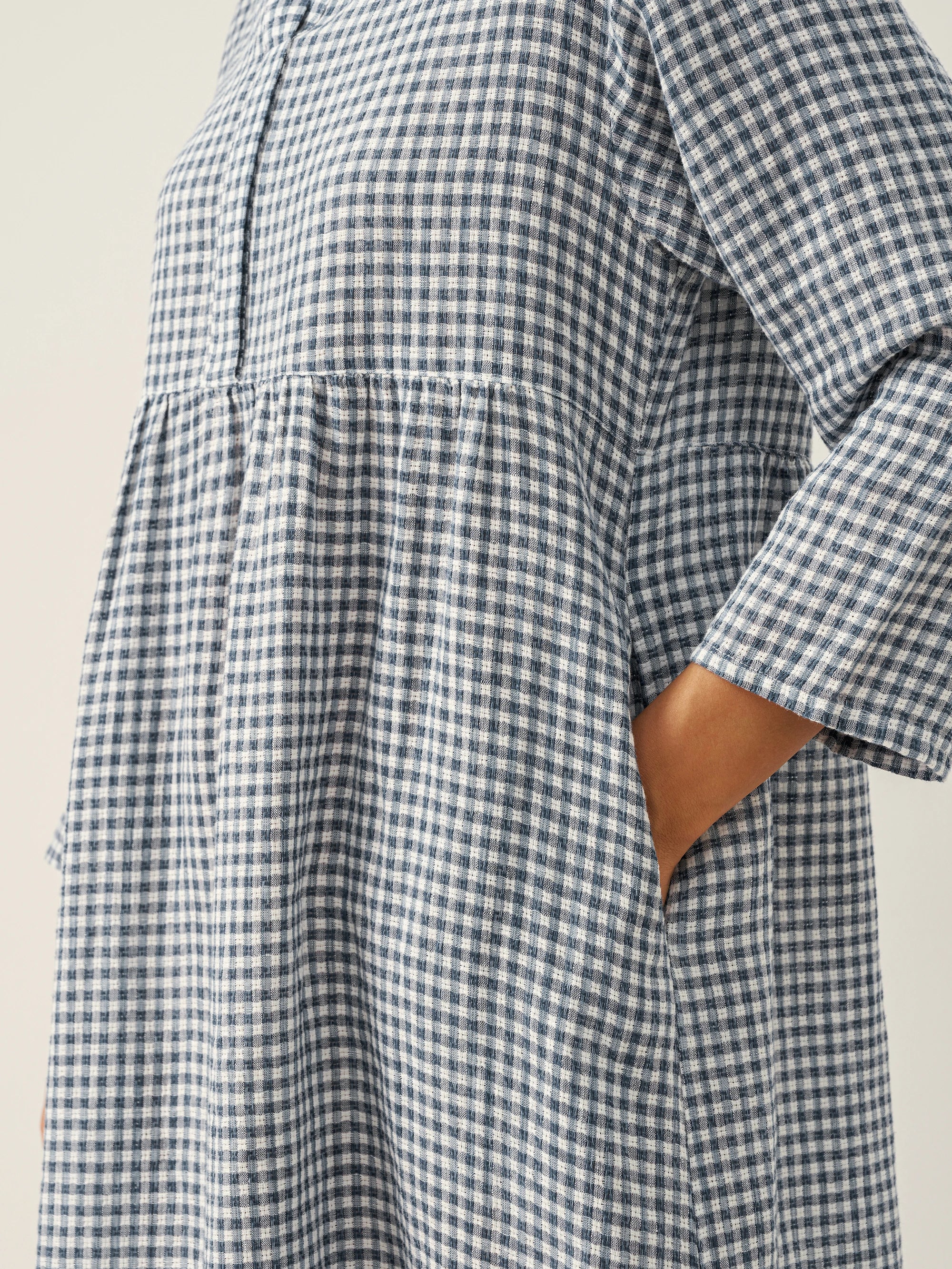 Linen Check Long Sleeve Midi Dress FIRTH - Image 7