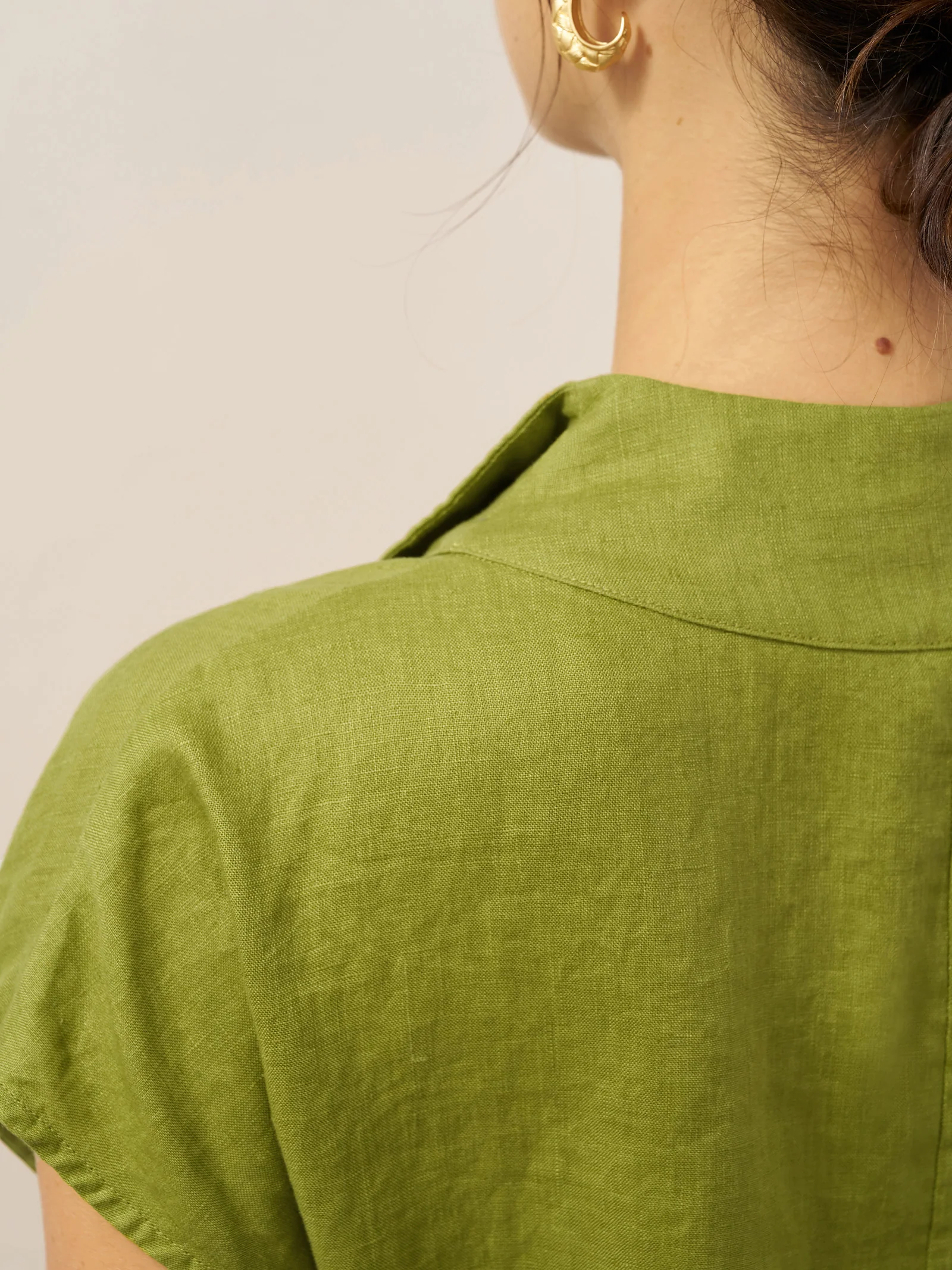 100% Linen Collared Cap Sleeve Top IVY - Image 8