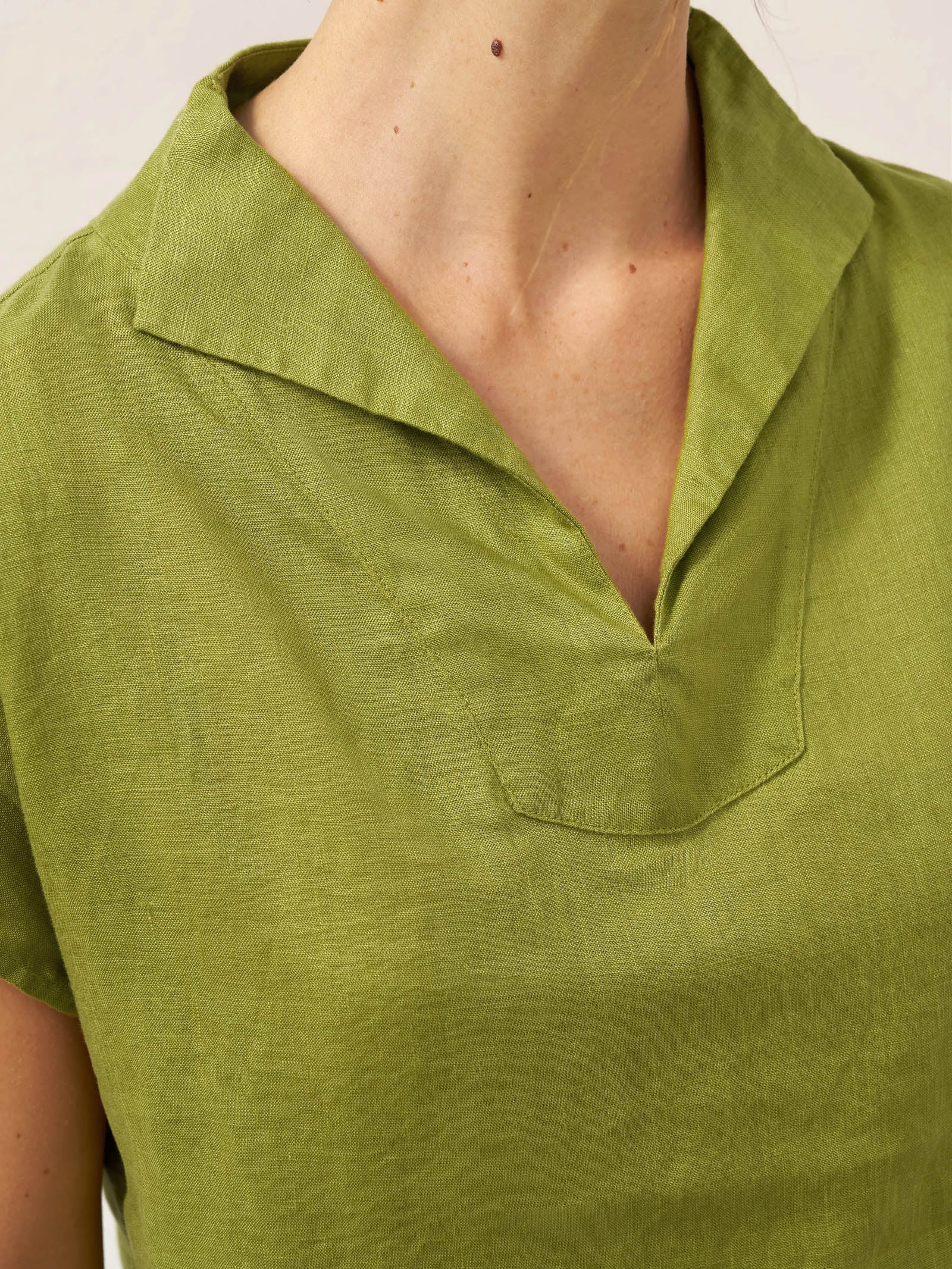 100% Linen Collared Cap Sleeve Top IVY - Image 9