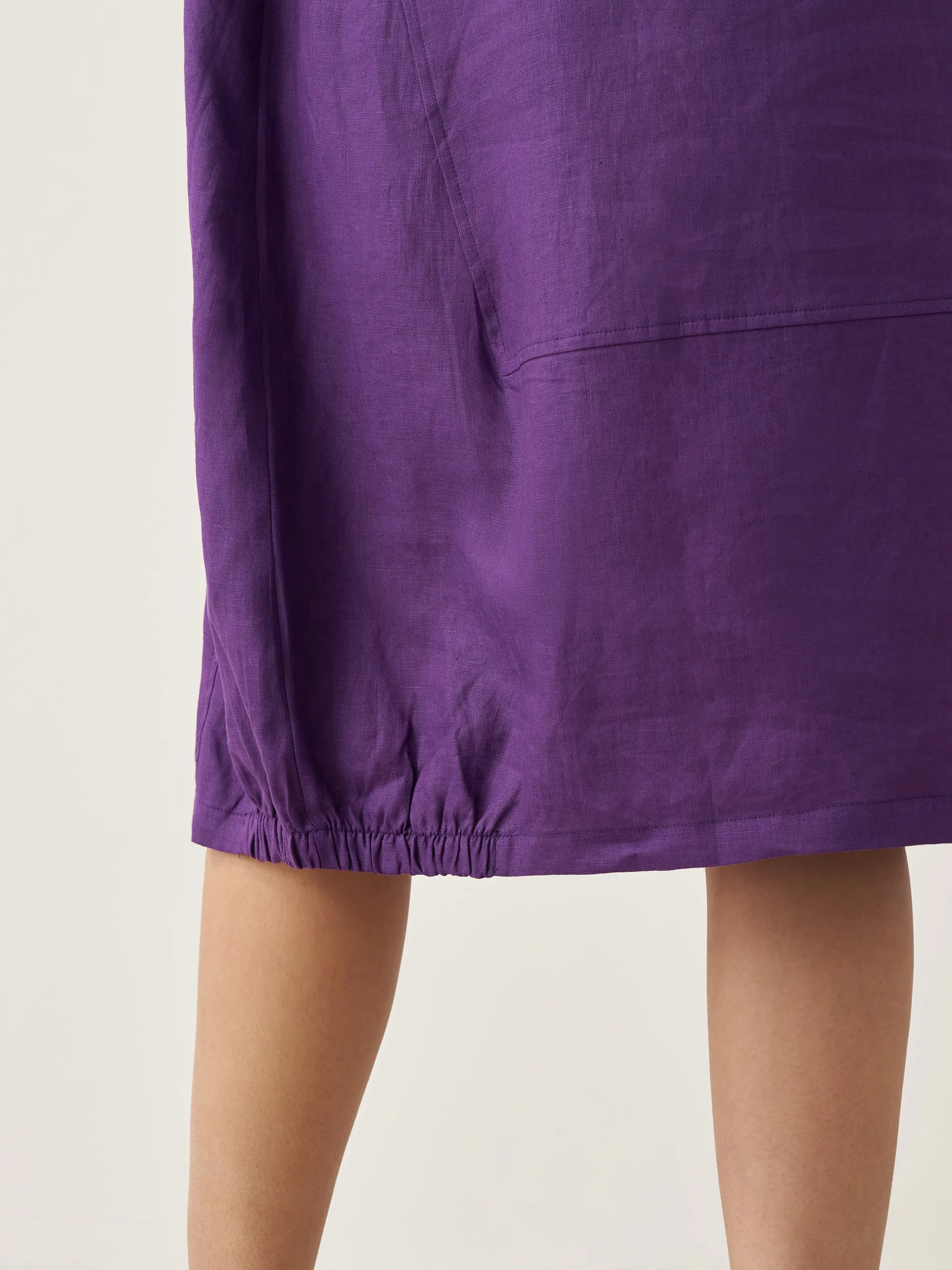 100% Linen Collarless Mid-Length Dress SOFIA - Image 18