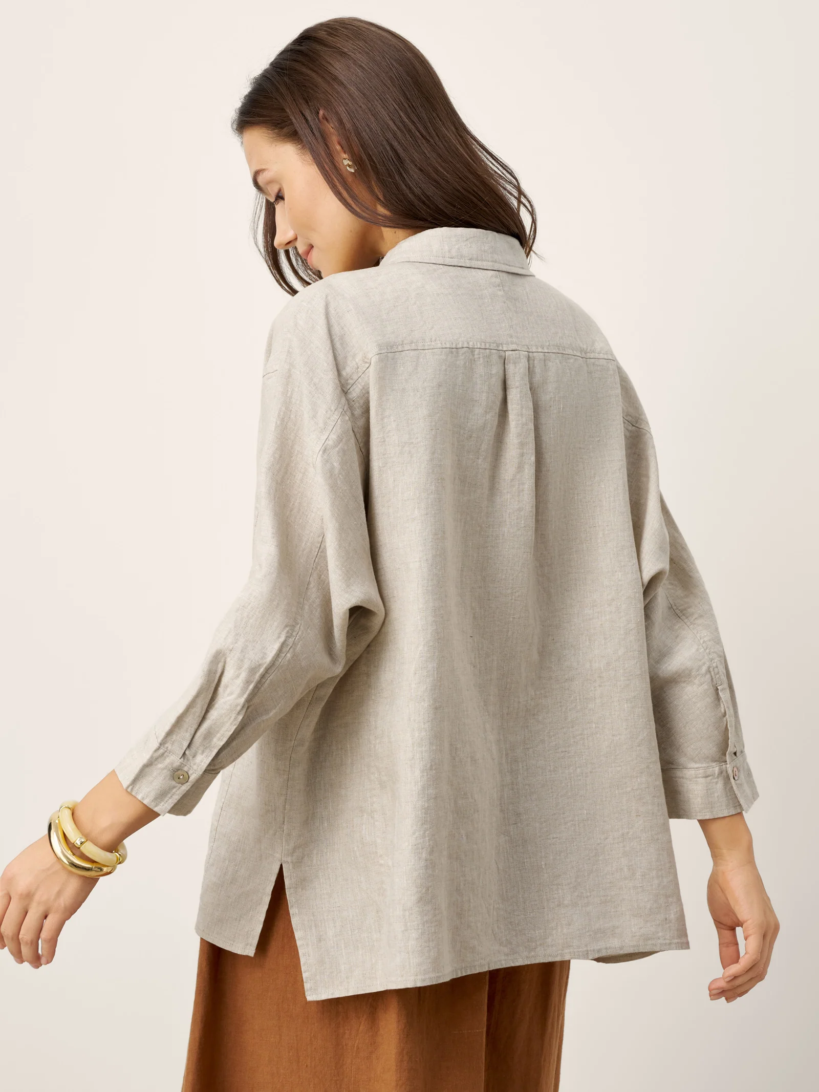 100% Linen Concealed Placket Patch Pocket Shirt FELICITY - Image 3