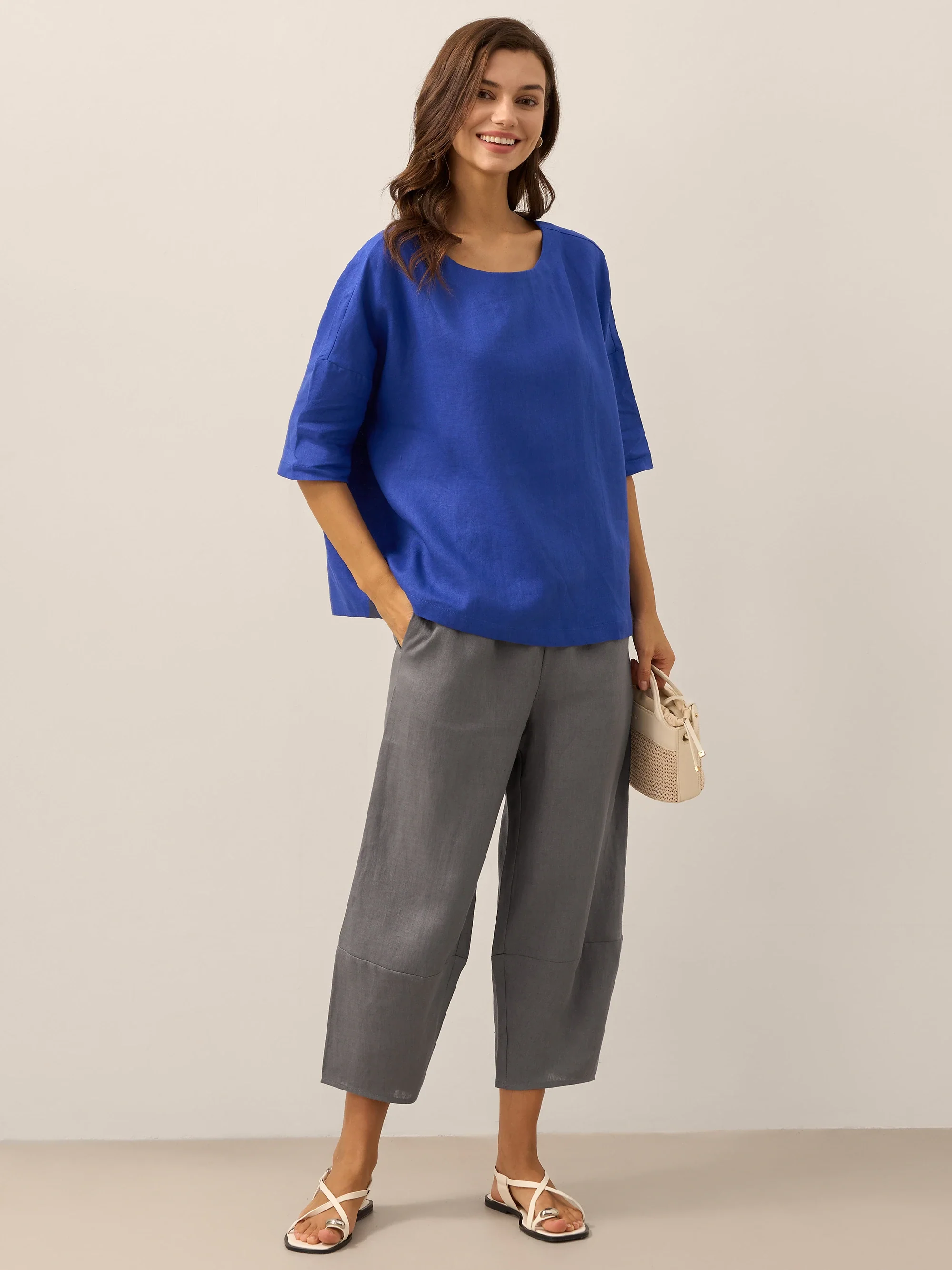100% Linen Crop Pants RORY - Image 19