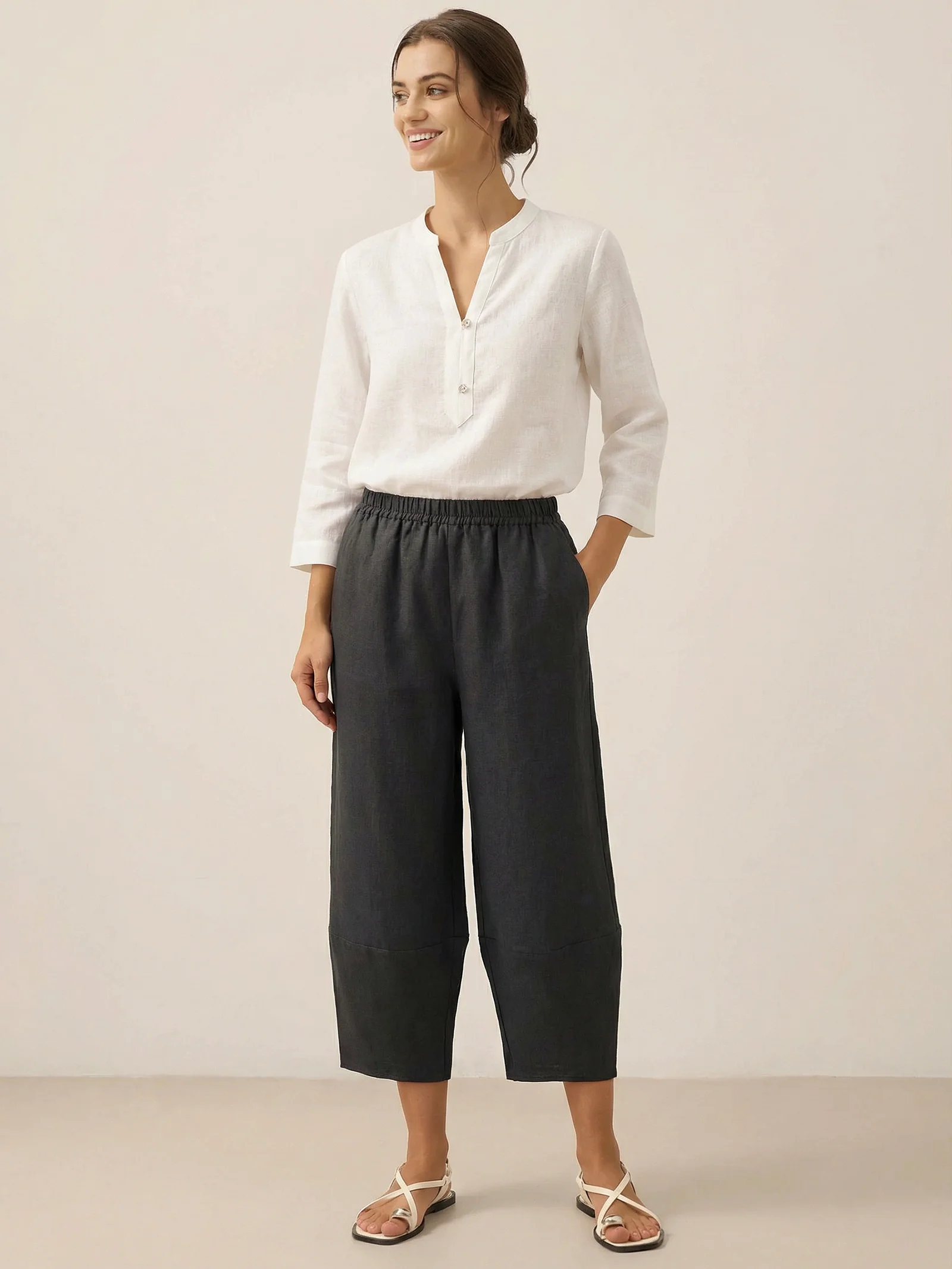 100% Linen Crop Pants RORY - Image 4
