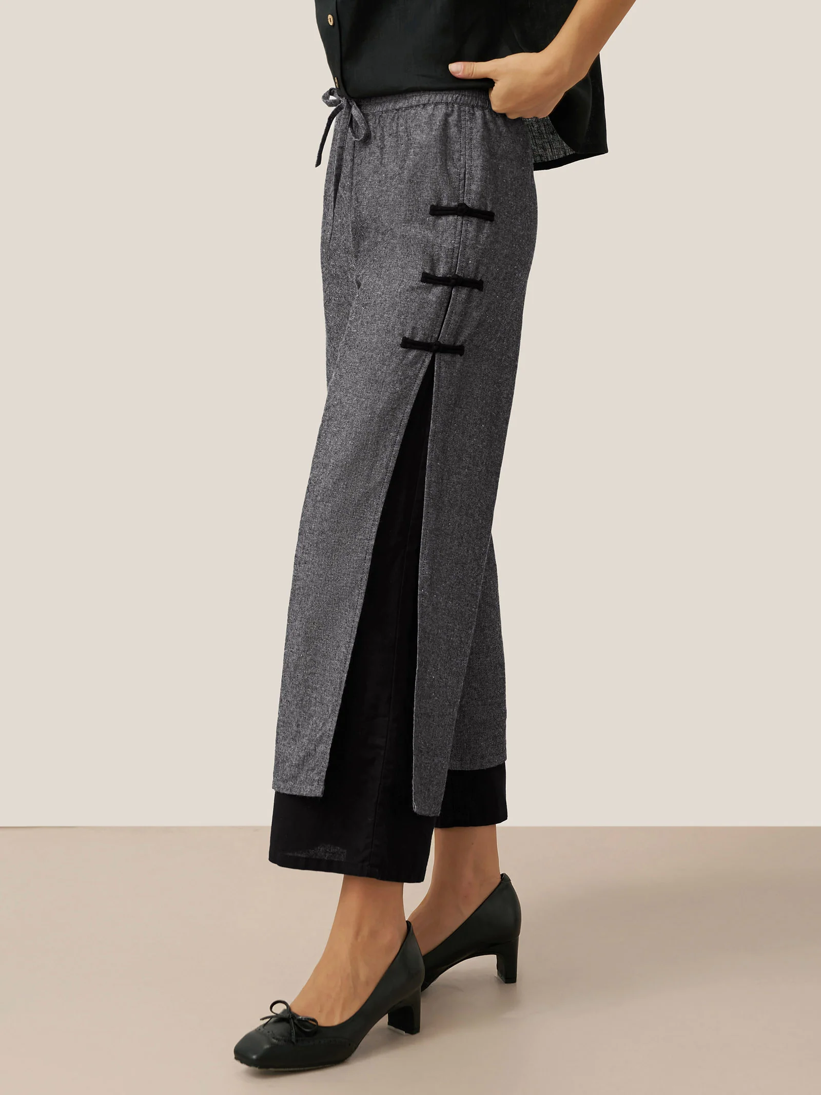 Linen Double Layer Handmade Capri Pants STELLA - Image 4