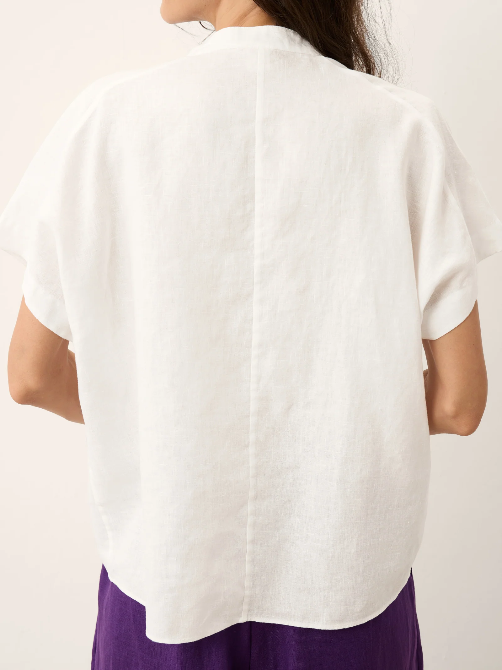 100% Linen Double Ruffle Soft Collar Top VERONICA - Image 7