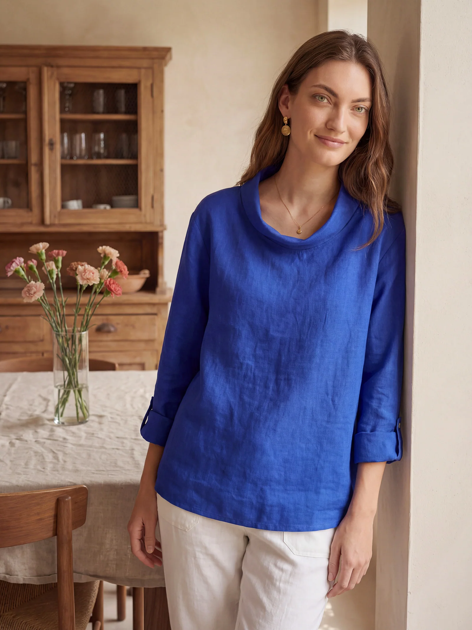 100% Linen Draped Neck Top HOLLIS - Image 11