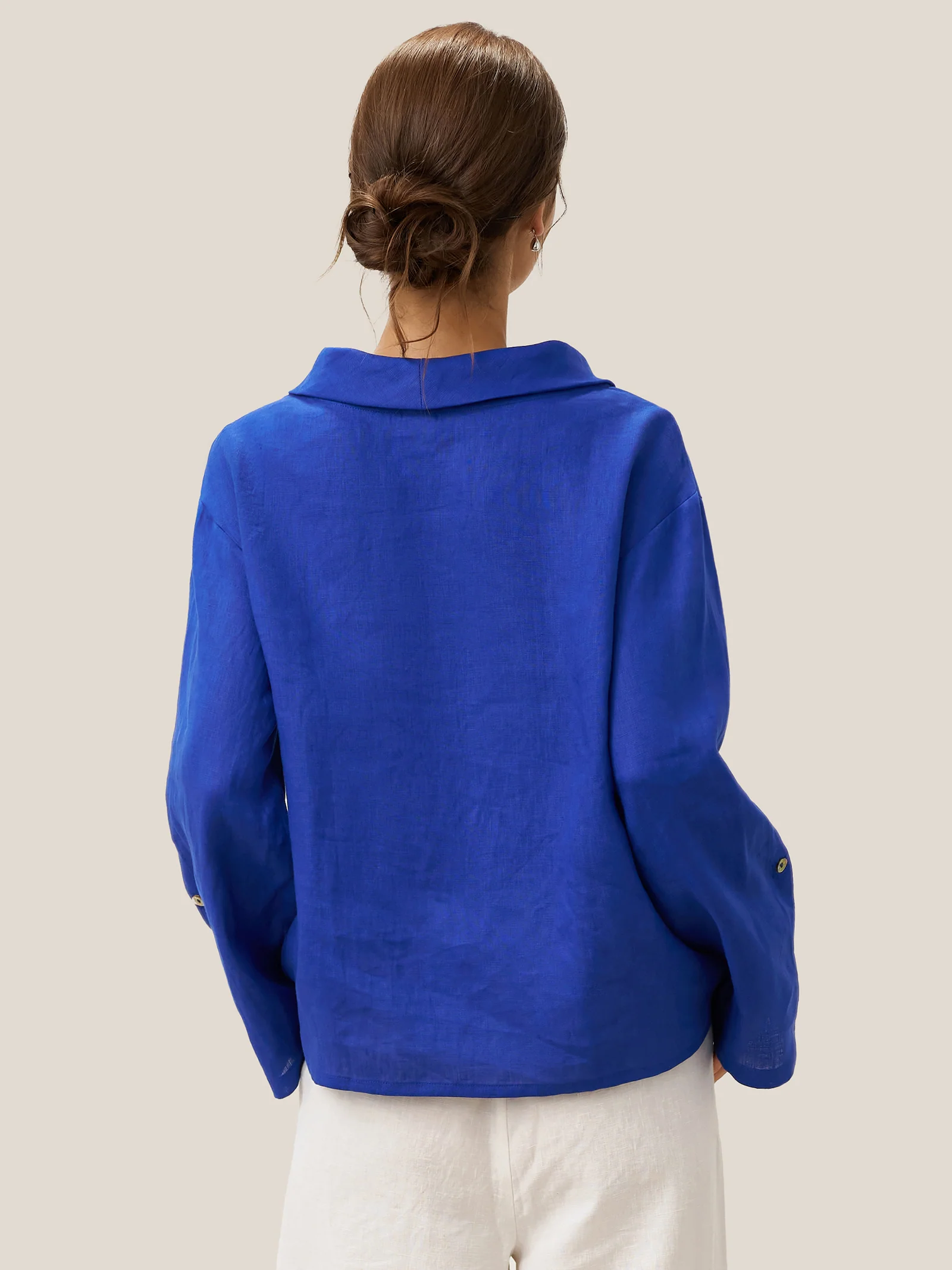 100% Linen Draped Neck Top HOLLIS - Image 13