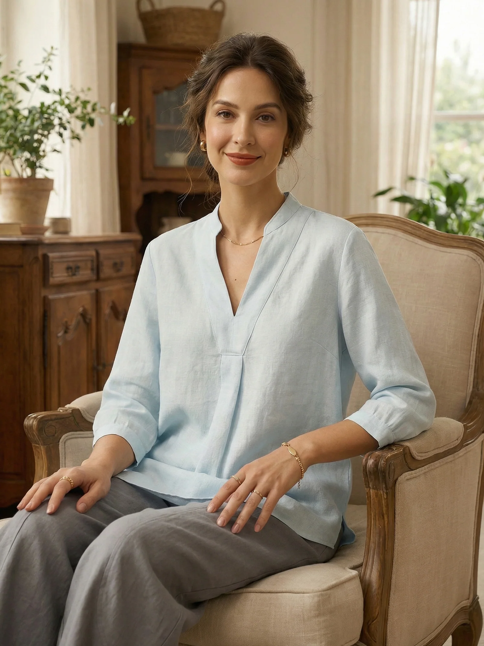 100% Linen Dress Shirt JOANNA - Image 35