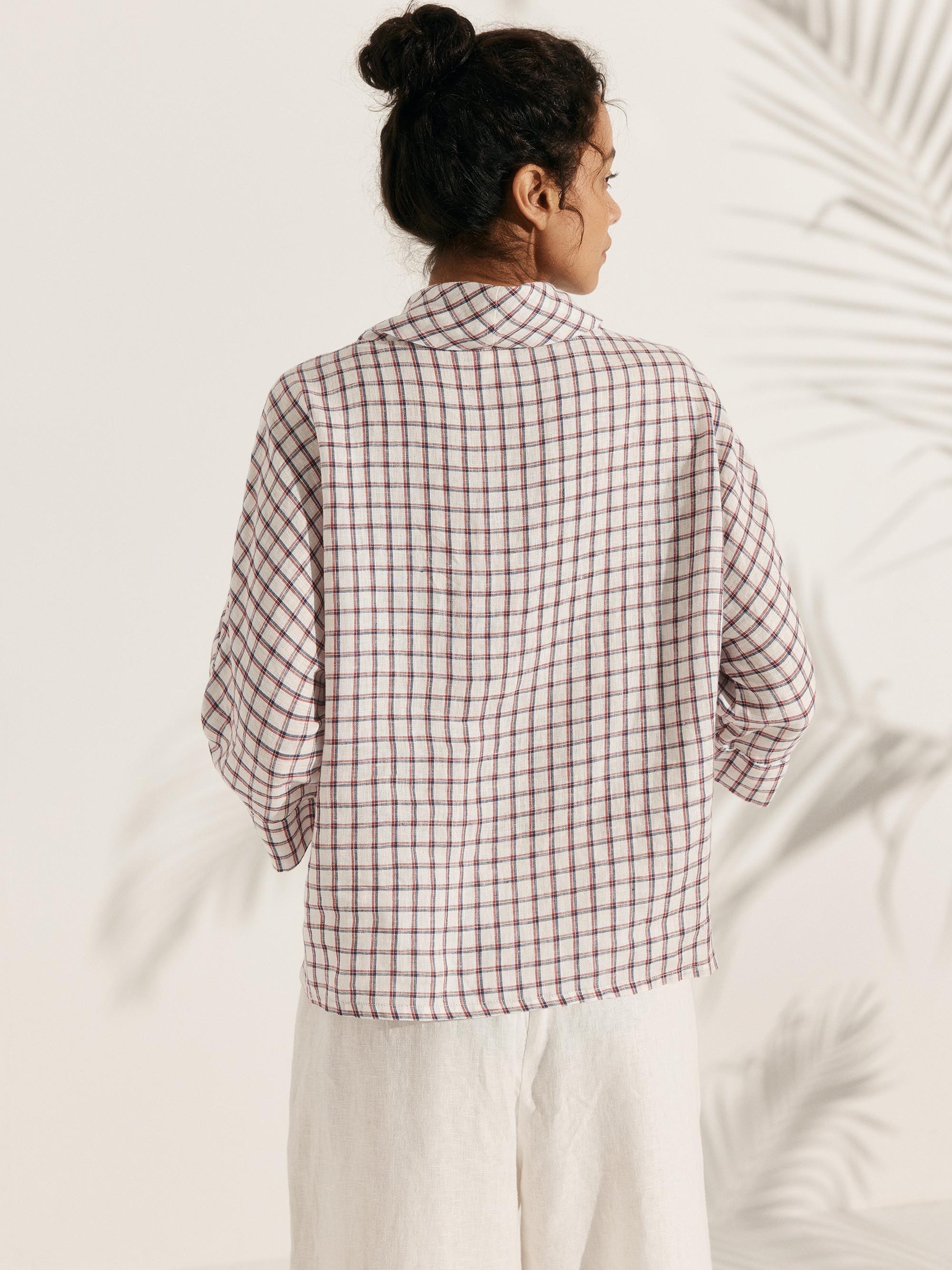 100% Linen Dropped Collar Long-Sleeve Top TRISTAN - Image 20