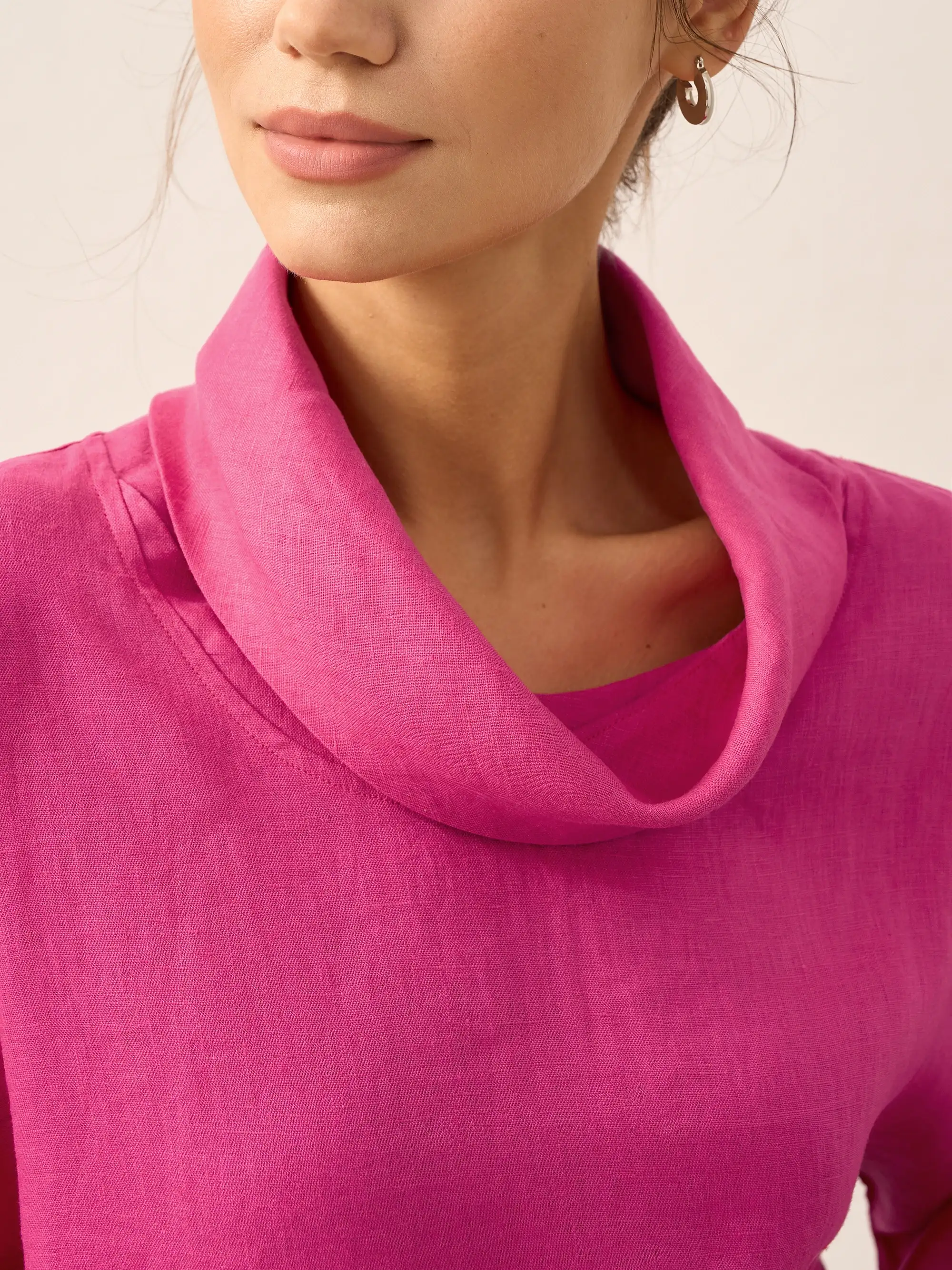 100% Linen Dropped Collar Long-Sleeve Top TRISTAN - Image 30