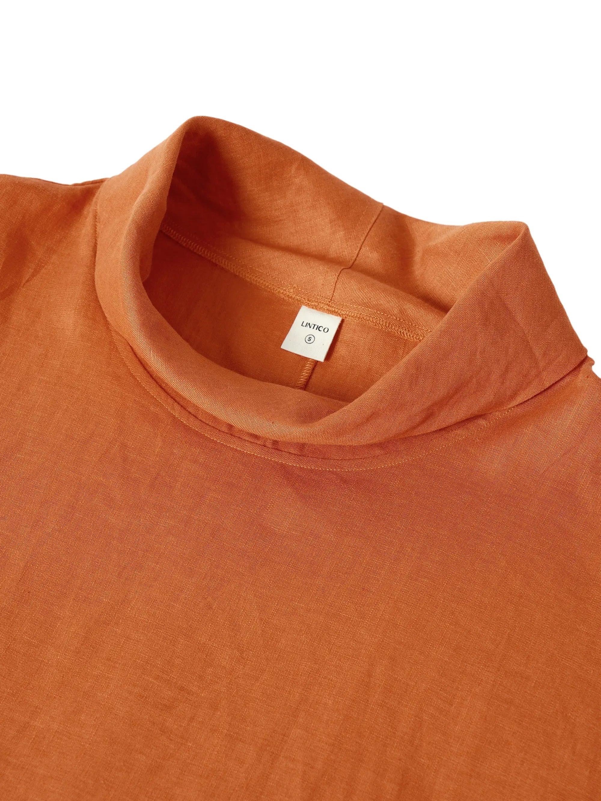 100% Linen Dropped Collar Long-Sleeve Top TRISTAN - Image 6
