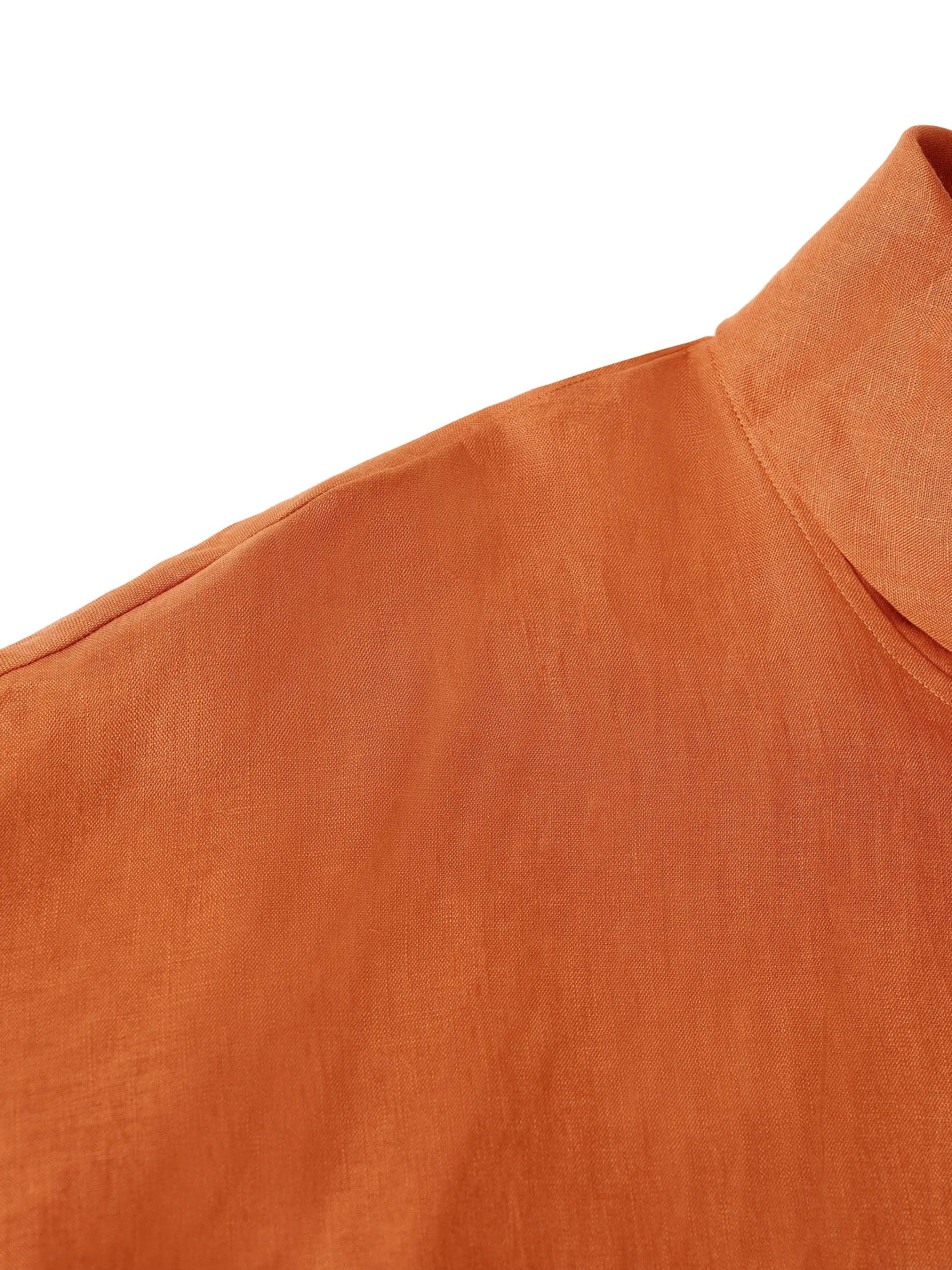 100% Linen Dropped Collar Long-Sleeve Top TRISTAN - Image 7