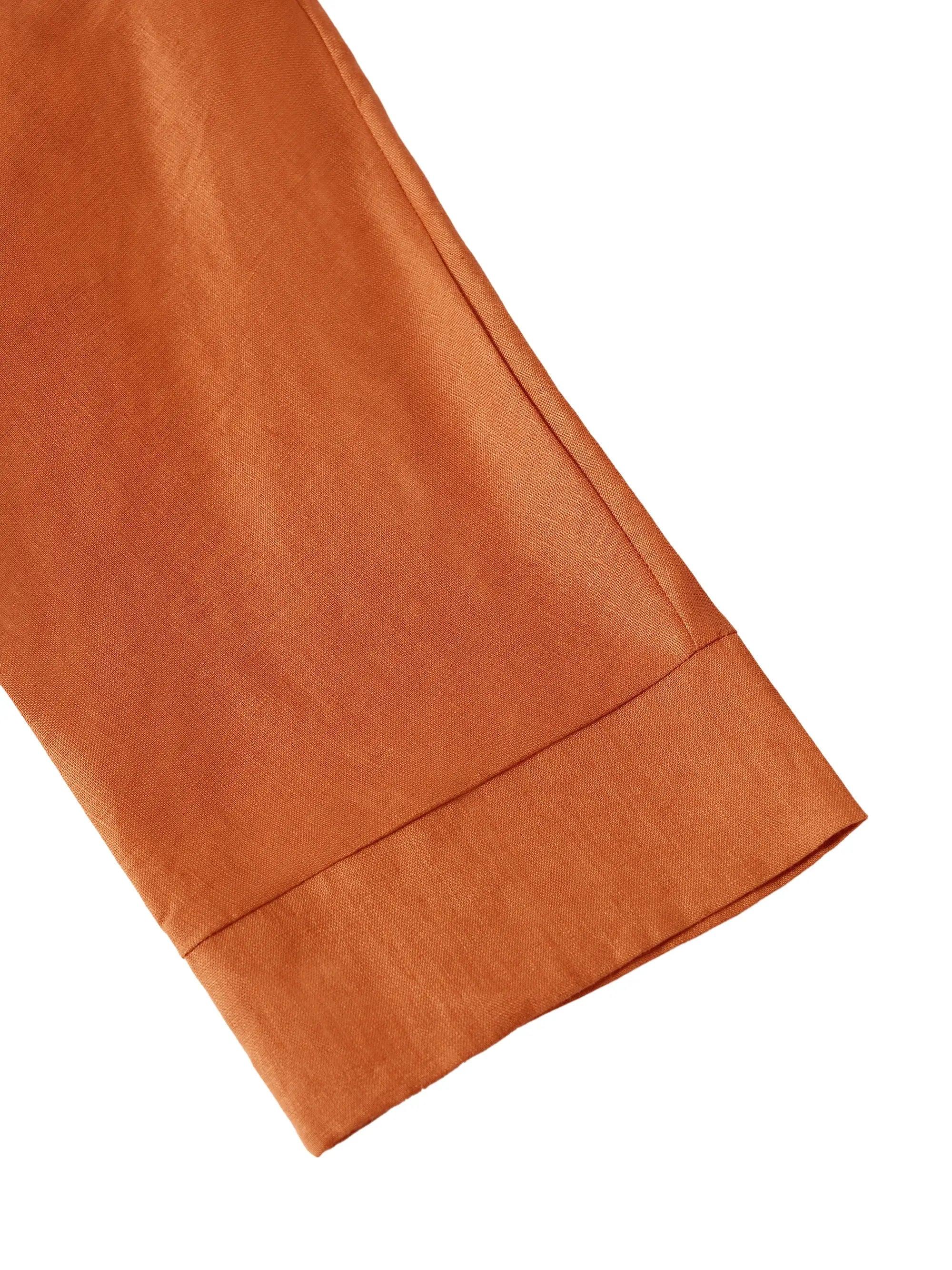 100% Linen Dropped Collar Long-Sleeve Top TRISTAN - Image 8