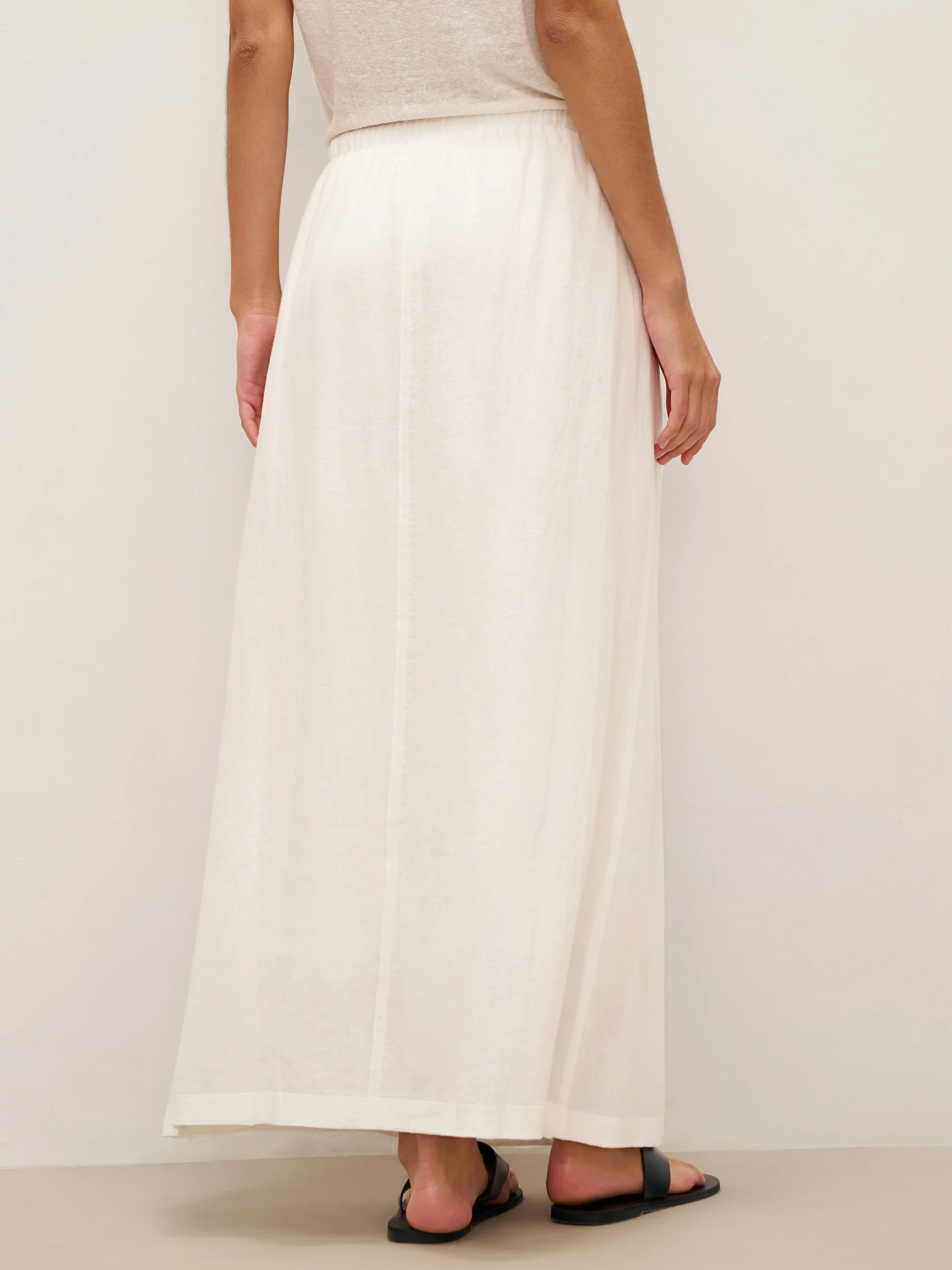 Linen Elastic Waist Drawstring Maxi Skirt NINA - Image 3