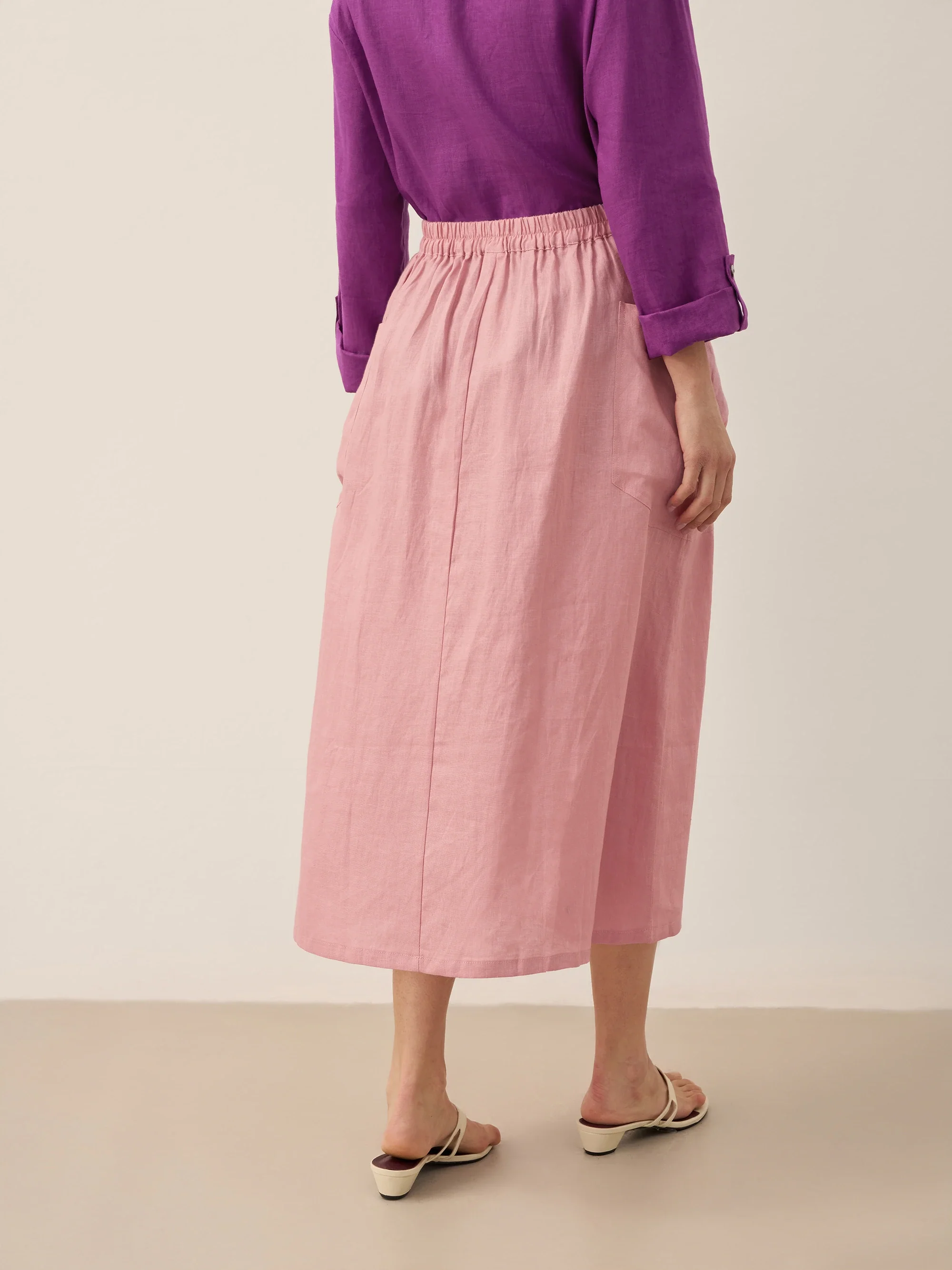 100% Linen Elastic Waist Skirt MARINA - Image 11