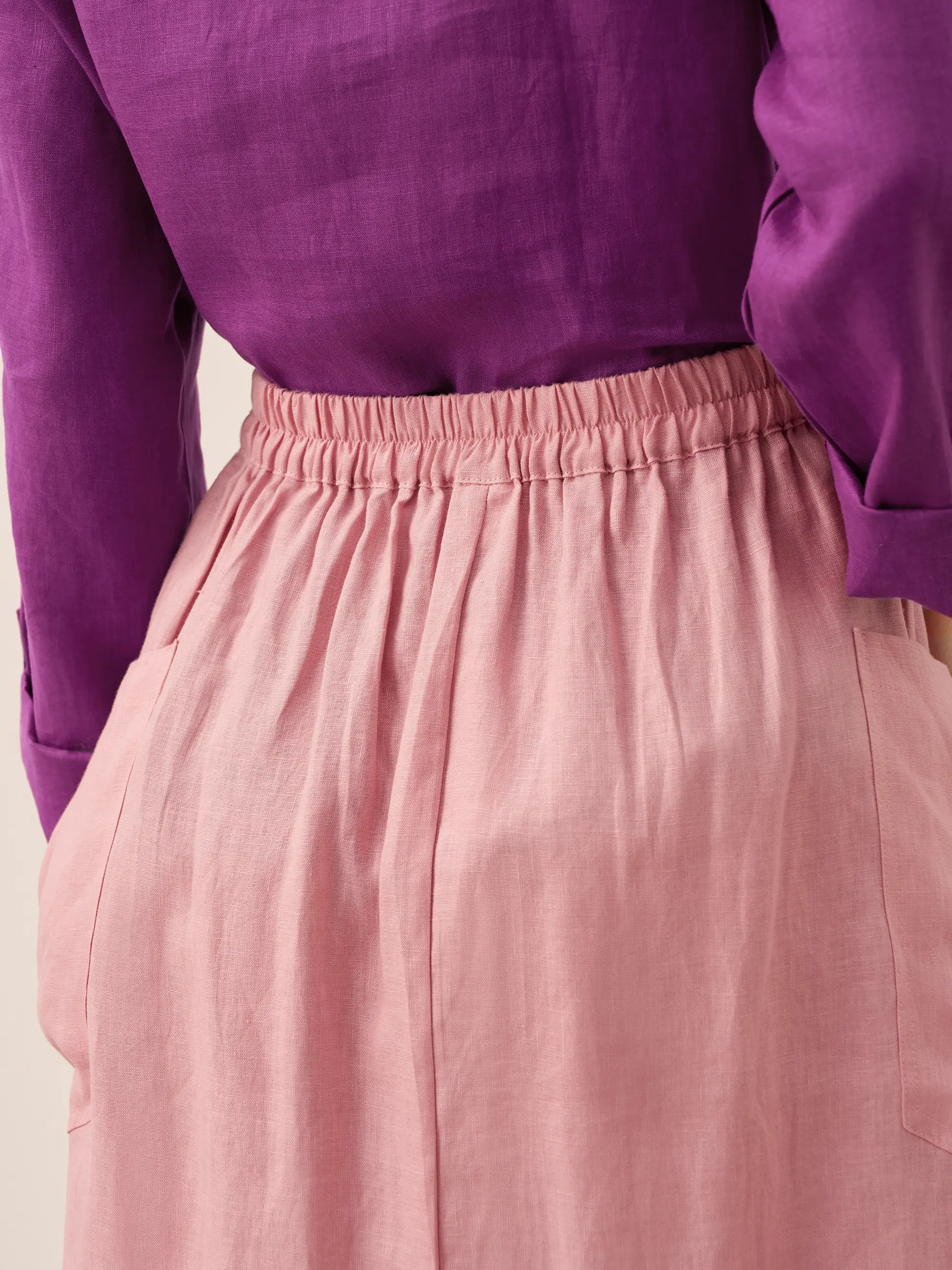 100% Linen Elastic Waist Skirt MARINA - Image 14