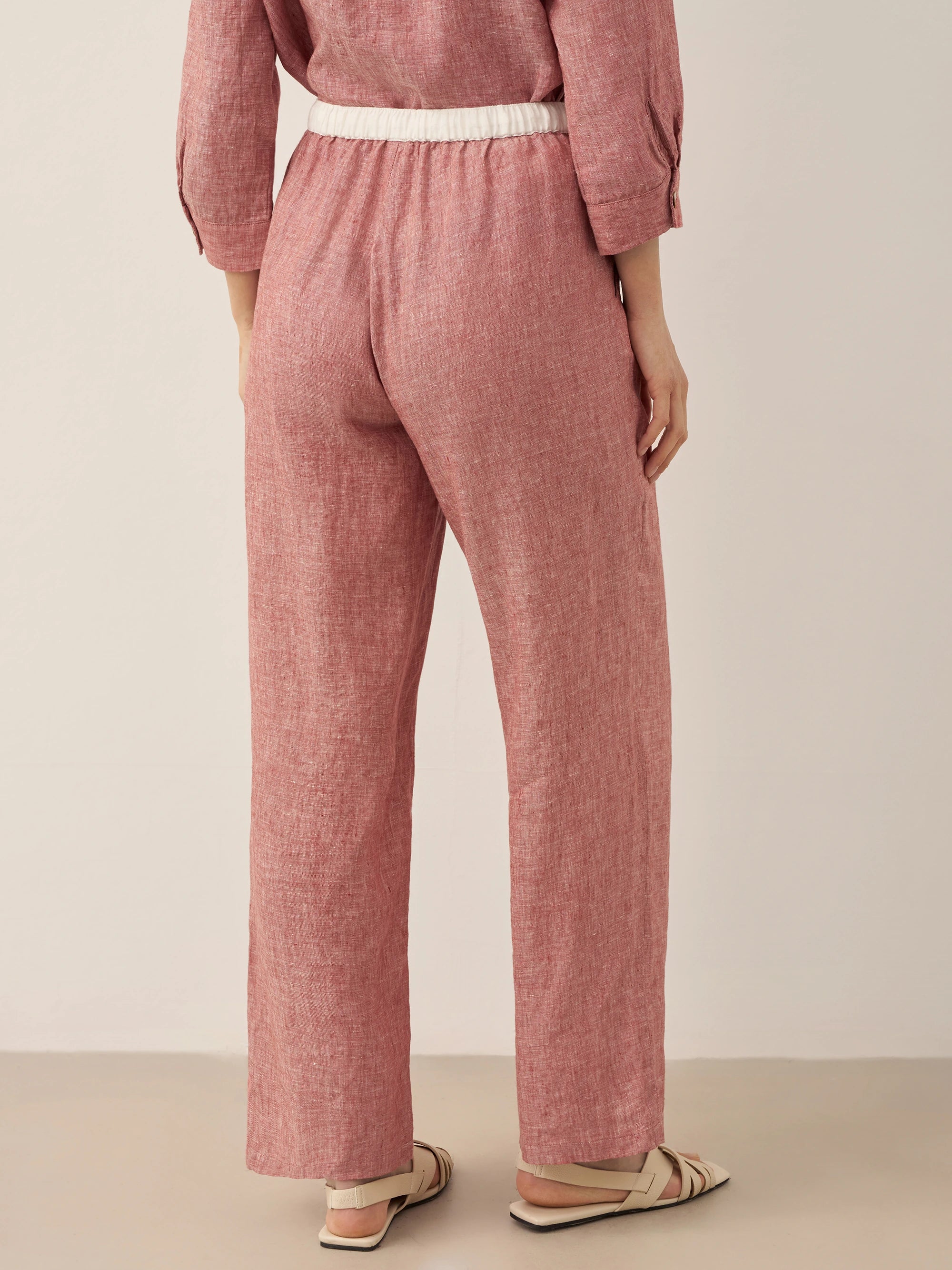 100% Linen Elastic Waist Straight-Leg Trousers JOURDAN - Image 16