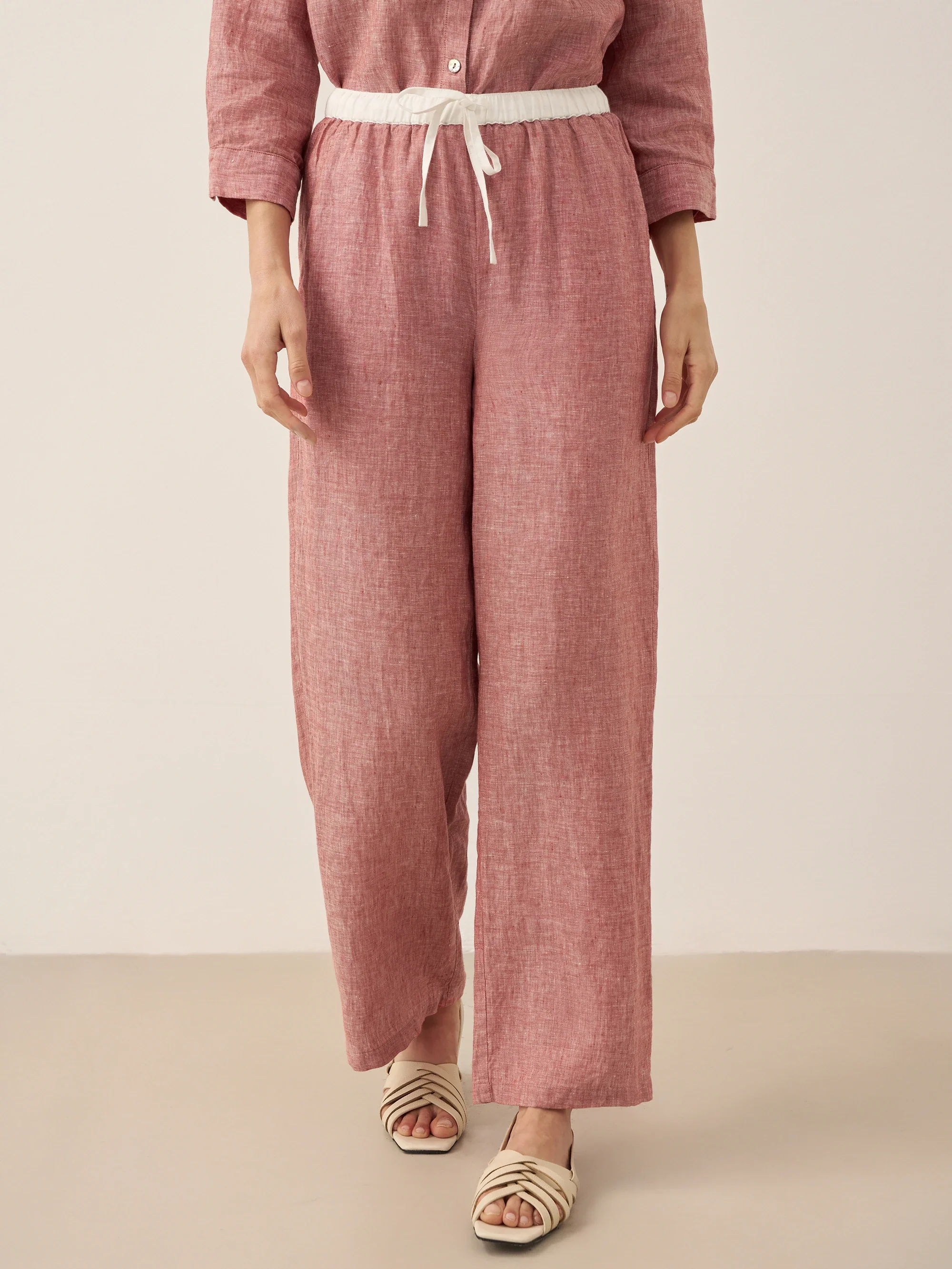 100% Linen Elastic Waist Straight-Leg Trousers JOURDAN - Image 17
