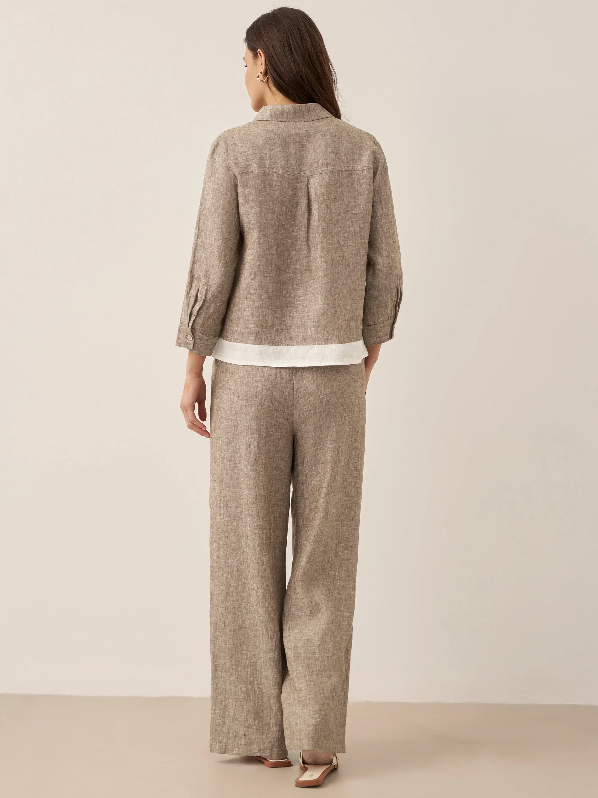 100% Linen Elastic Waist Straight-Leg Trousers JOURDAN - Image 25