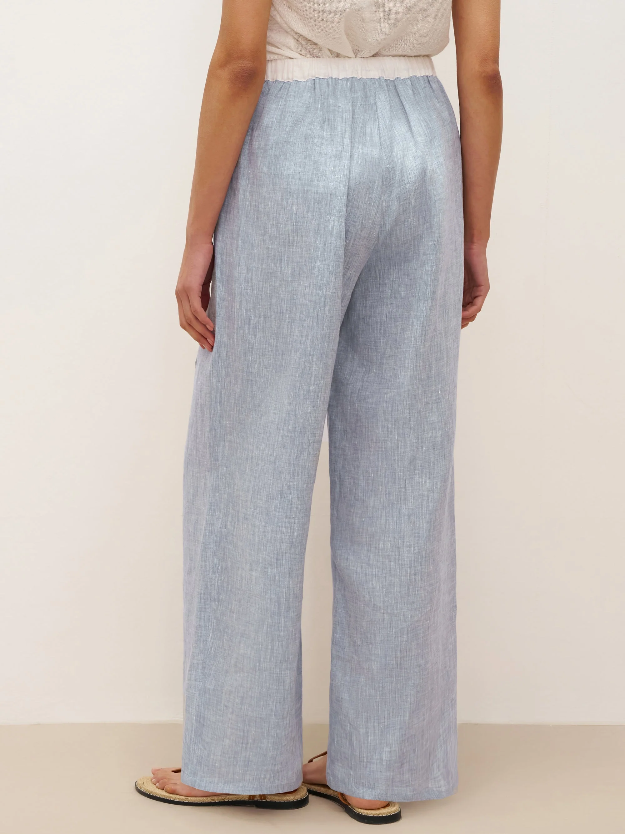 100% Linen Elastic Waist Straight-Leg Trousers JOURDAN - Image 5