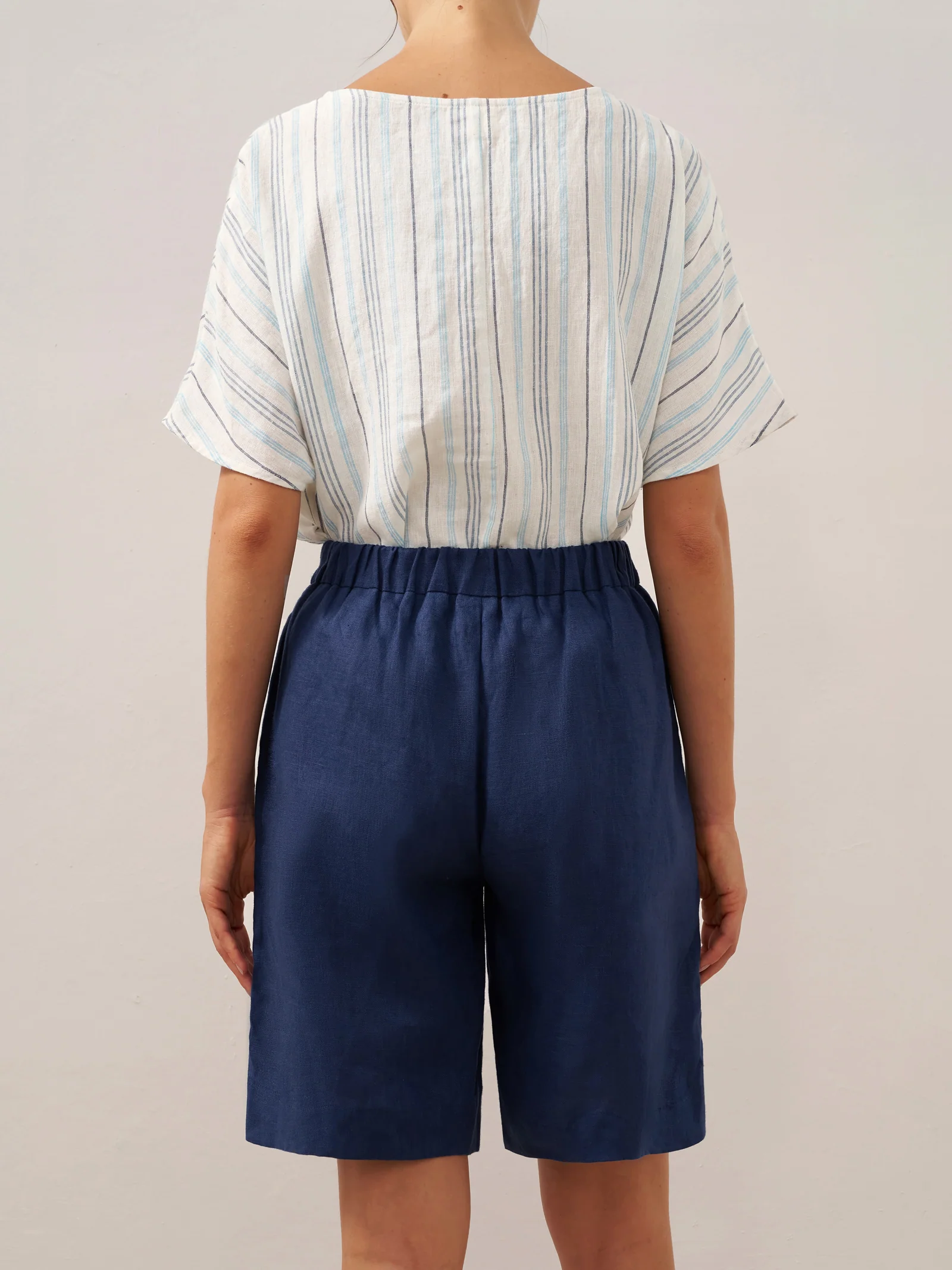 100% Linen Elastic Waistband Capri Pants ANNA - Image 7