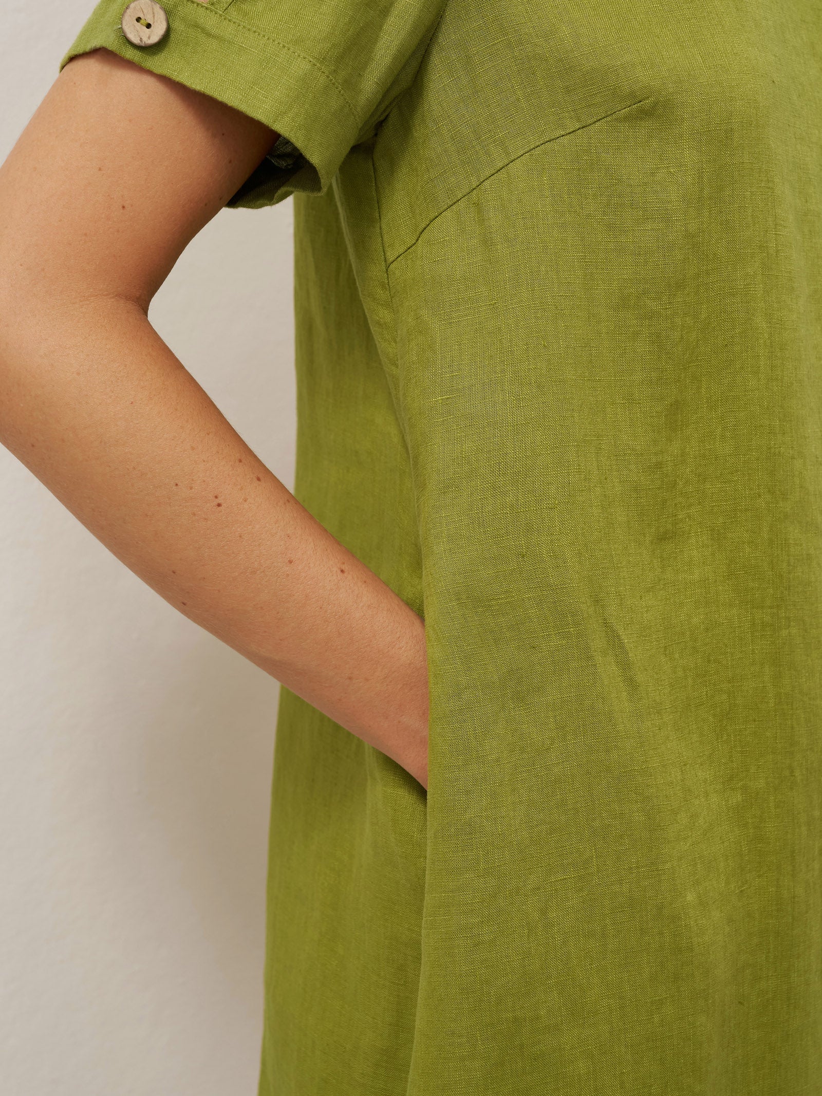 100% Linen Eyelet Short Sleeve Mini Dress LIA - Image 10