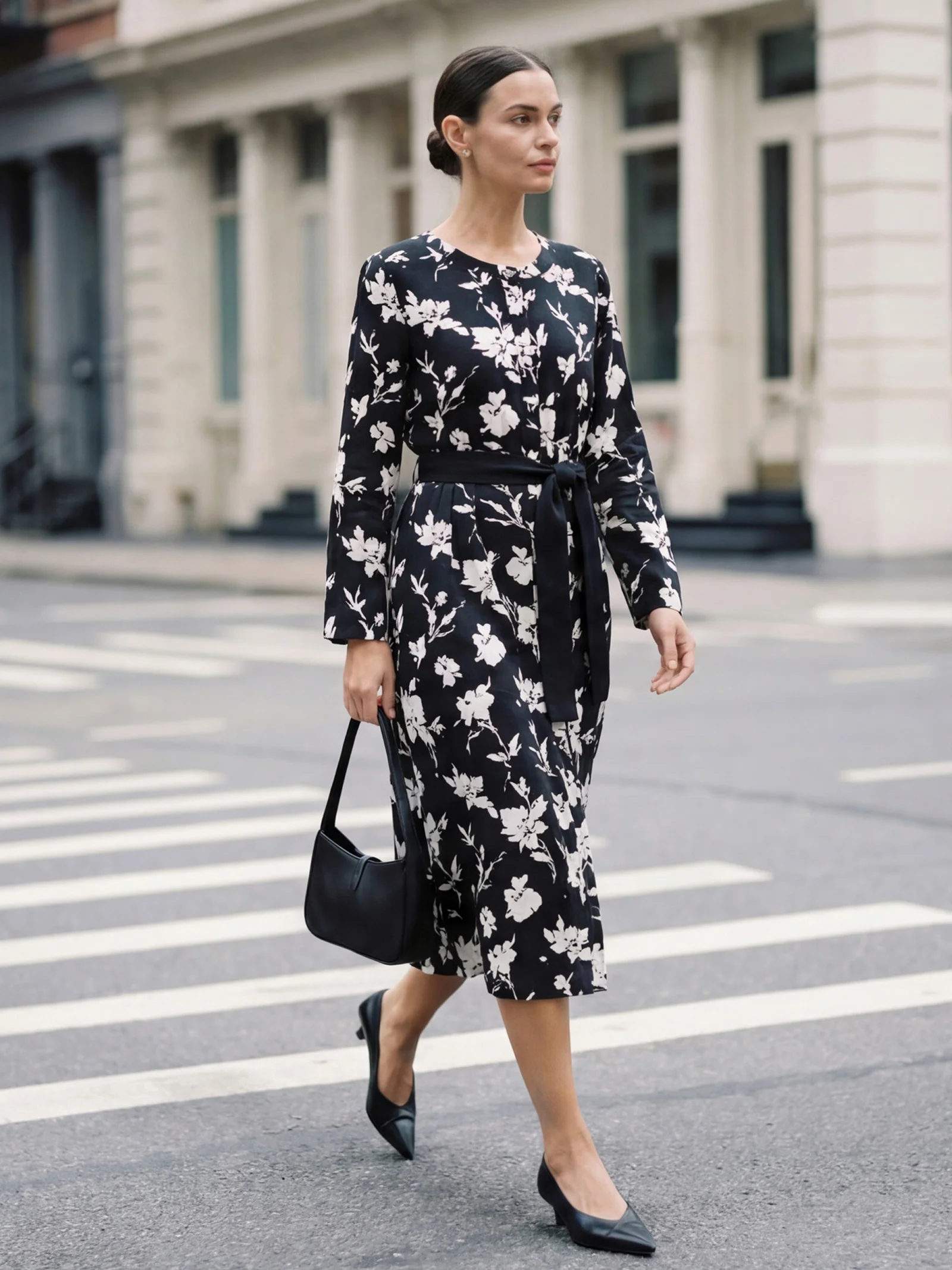 100% Linen Floral Printed Gathered Maxi Dress ELODIE - Image 2