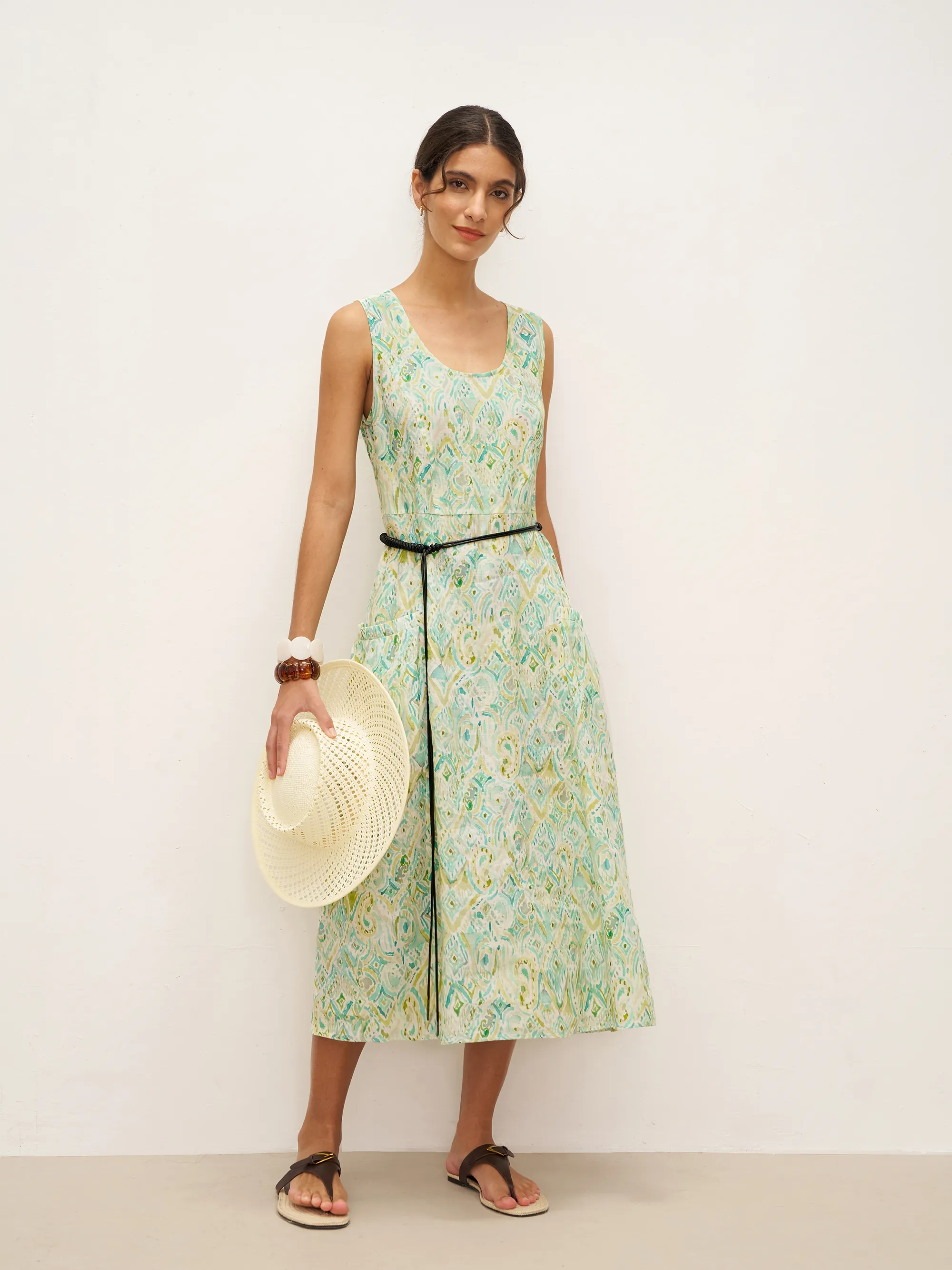 100% Linen Floral Swing Beach Tank Dress LORRAINE - Image 7