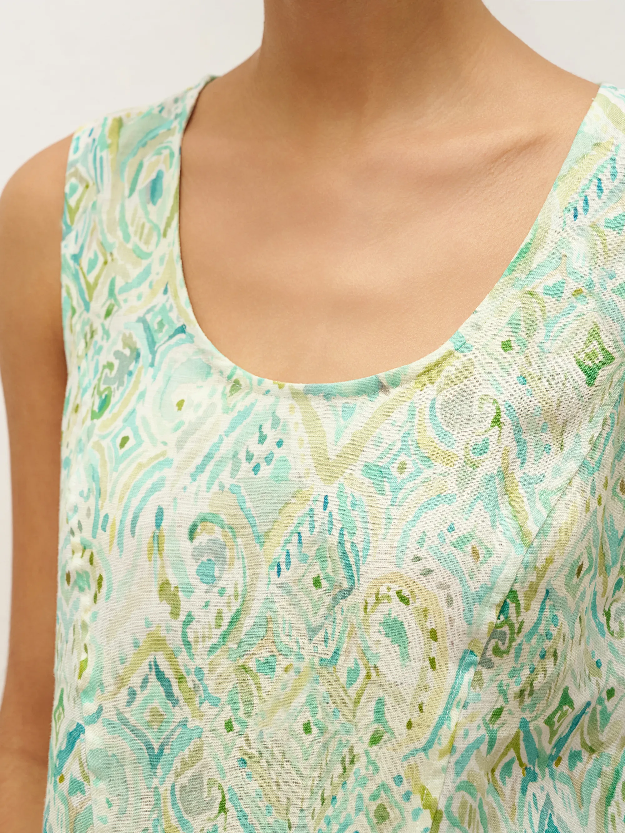 100% Linen Floral Swing Beach Tank Dress LORRAINE - Image 9