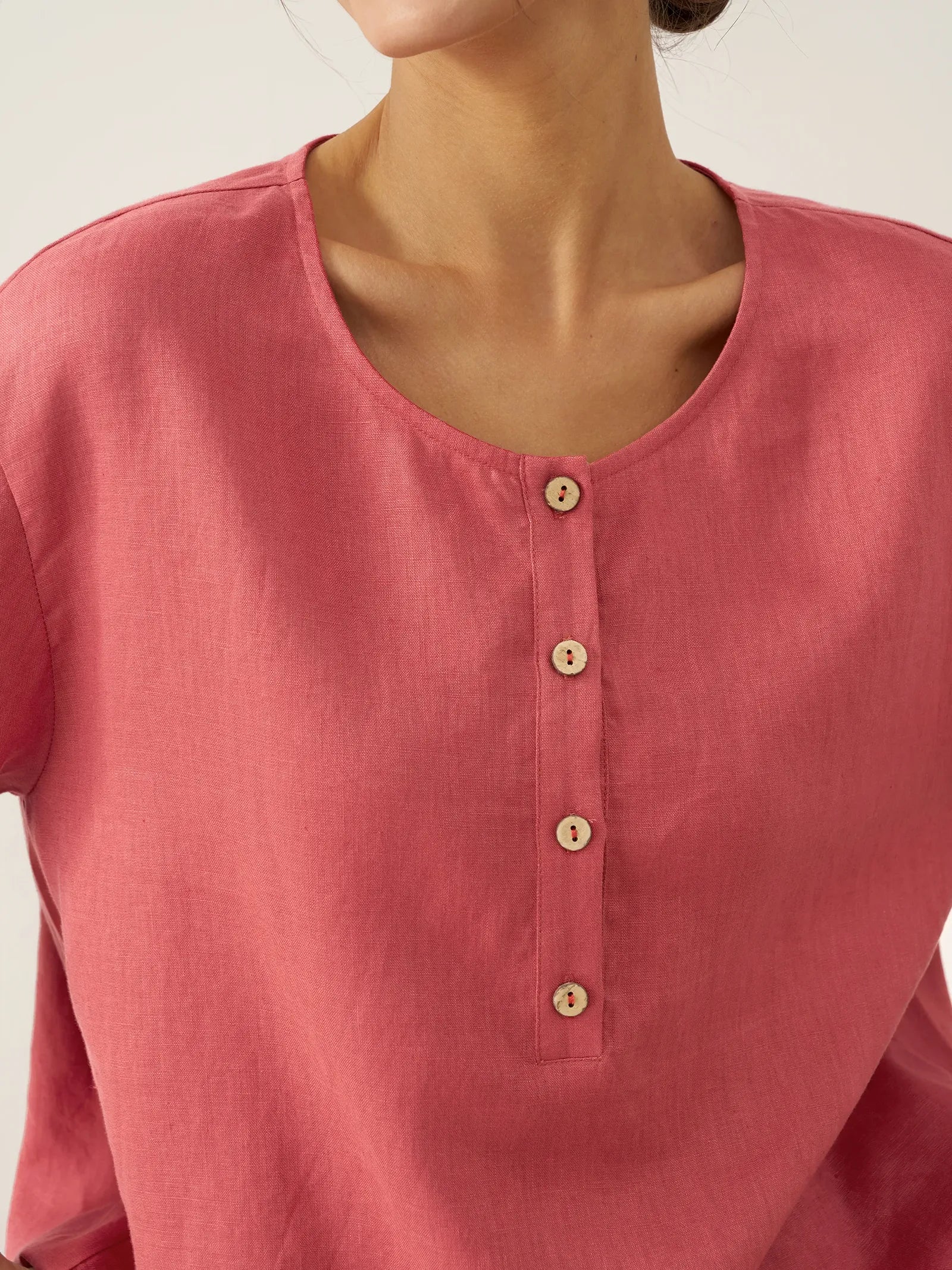 100% Linen Flutter Sleeve Drawstring Top ZOEY - Image 8