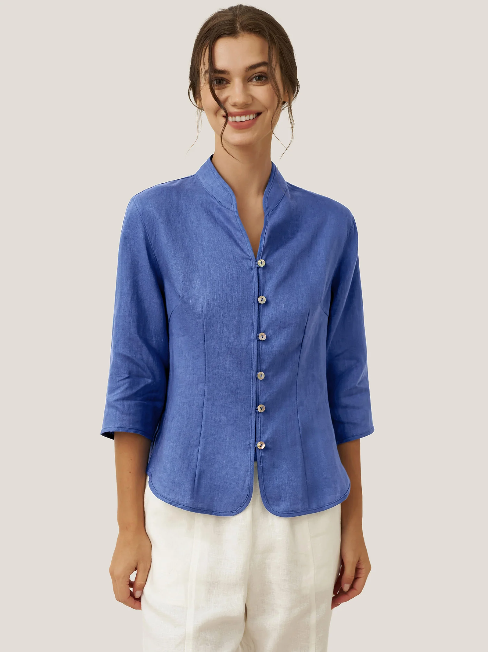 100% Linen Hand Button Fitted Jacket AMELIA - Image 19
