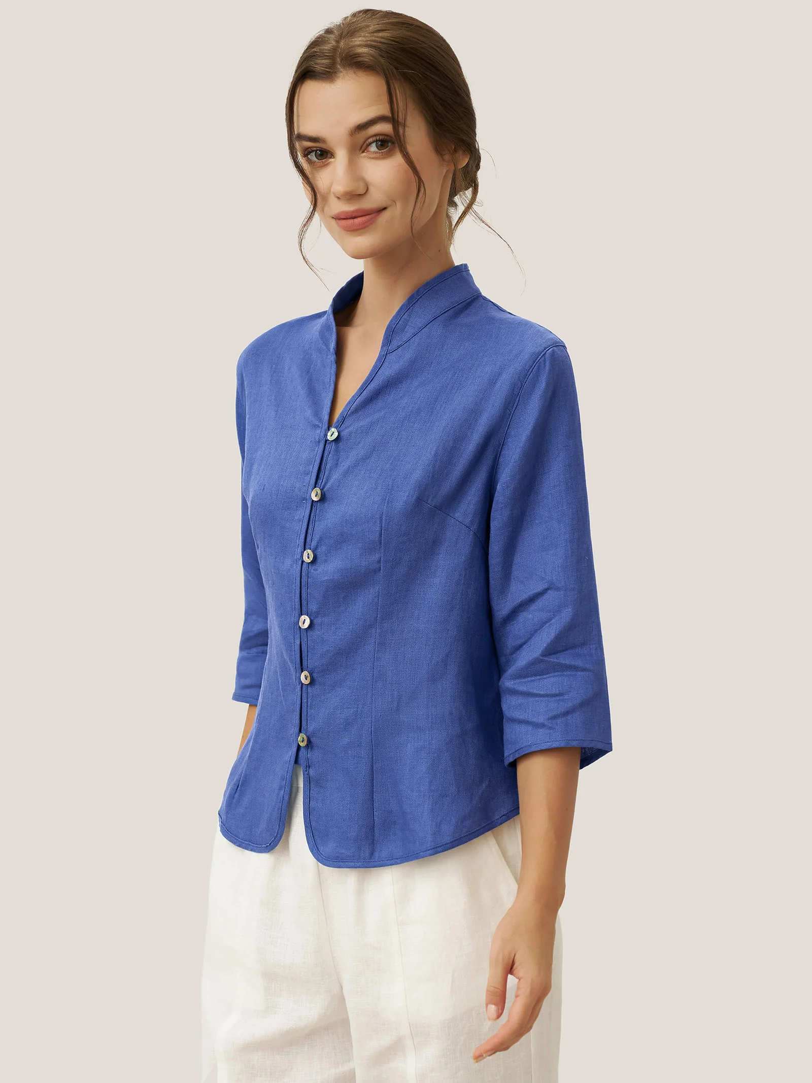 100% Linen Hand Button Fitted Jacket AMELIA - Image 24