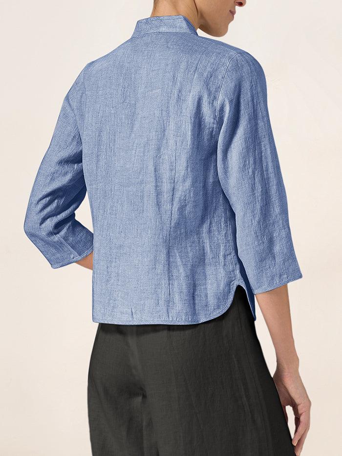 100% Linen Hand Button Fitted Jacket AMELIA - Image 14