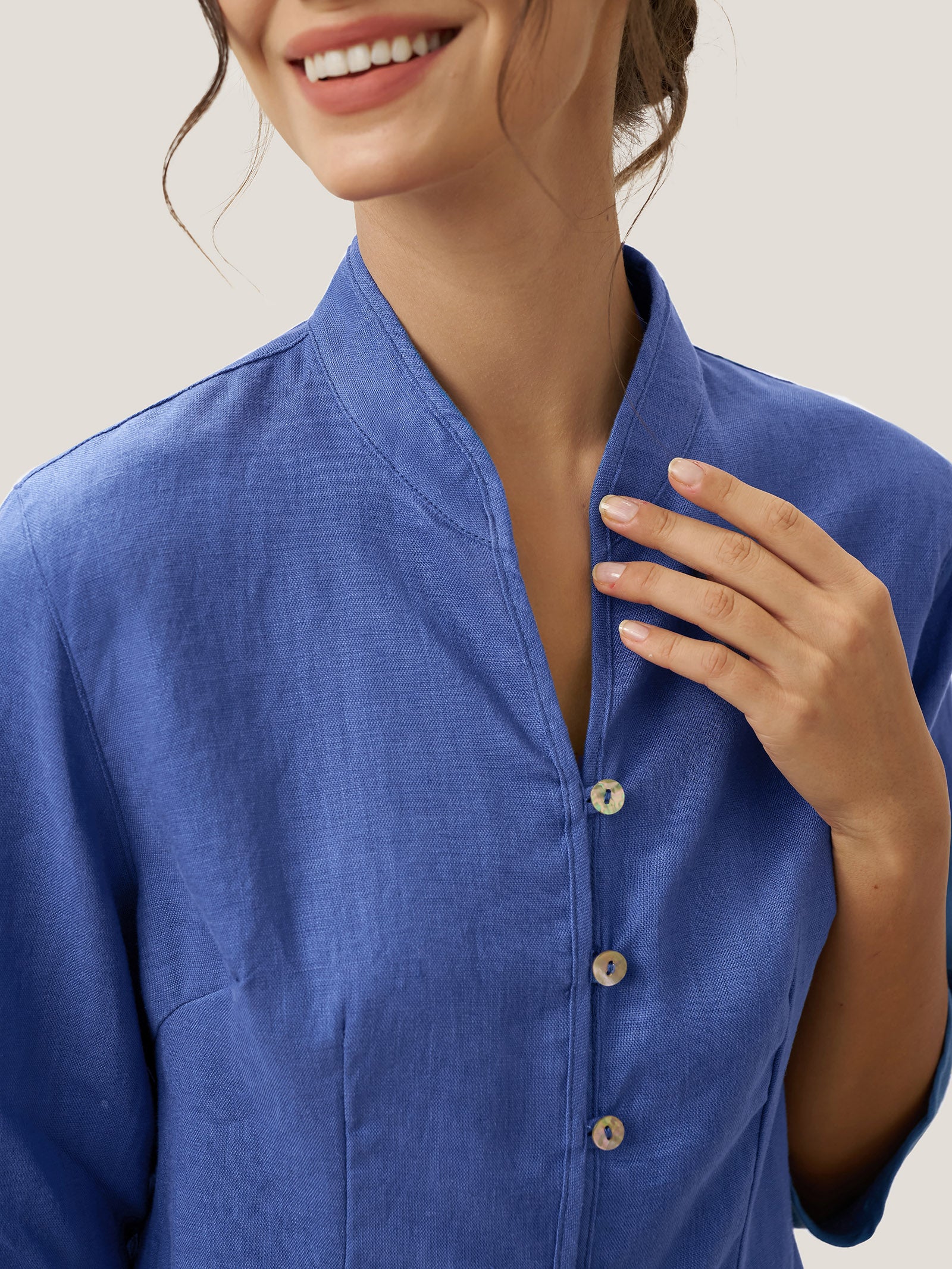 100% Linen Hand Button Fitted Jacket AMELIA - Image 27