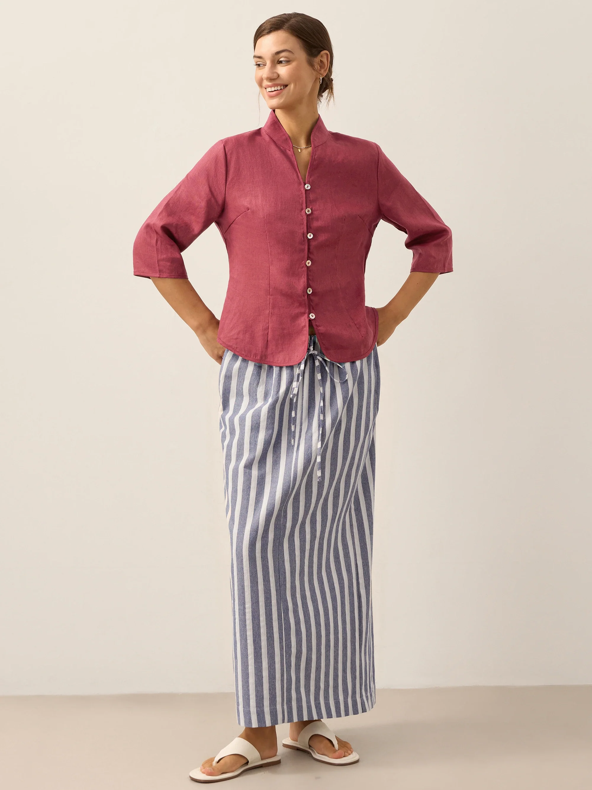 100% Linen Hand Button Fitted Jacket AMELIA - Image 7