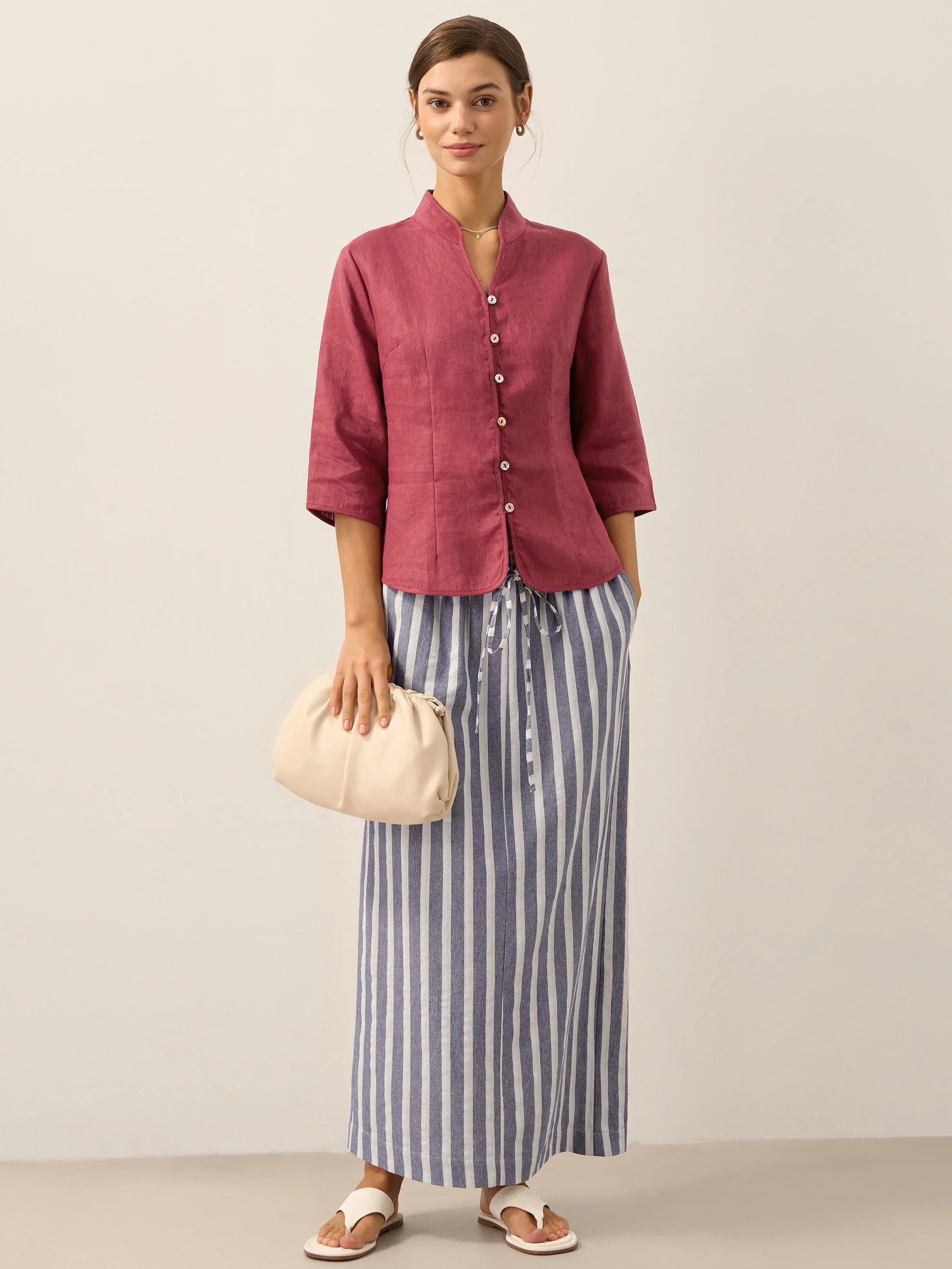 100% Linen Hand Button Fitted Jacket AMELIA - Image 8