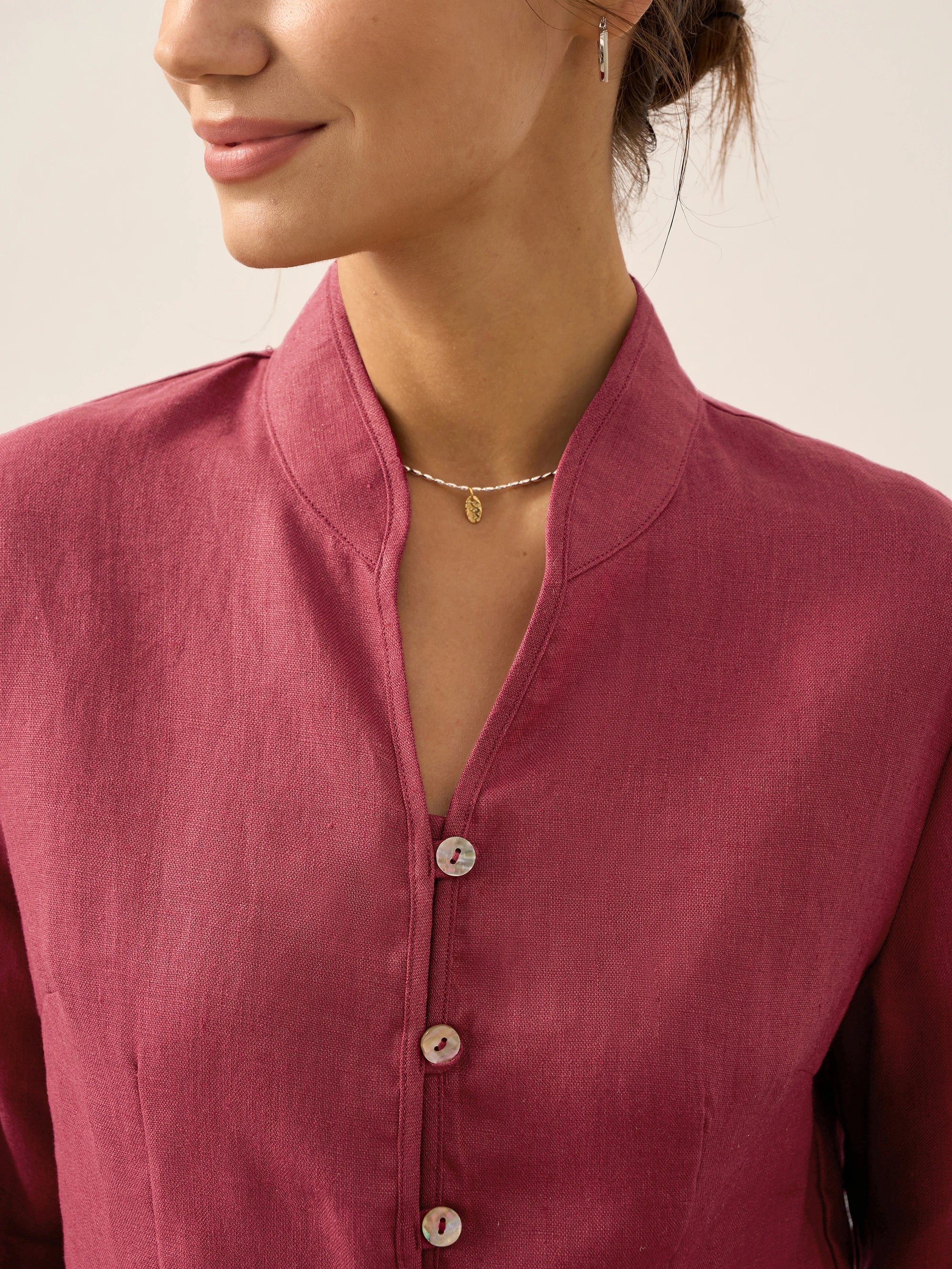 100% Linen Hand Button Fitted Jacket AMELIA - Image 9