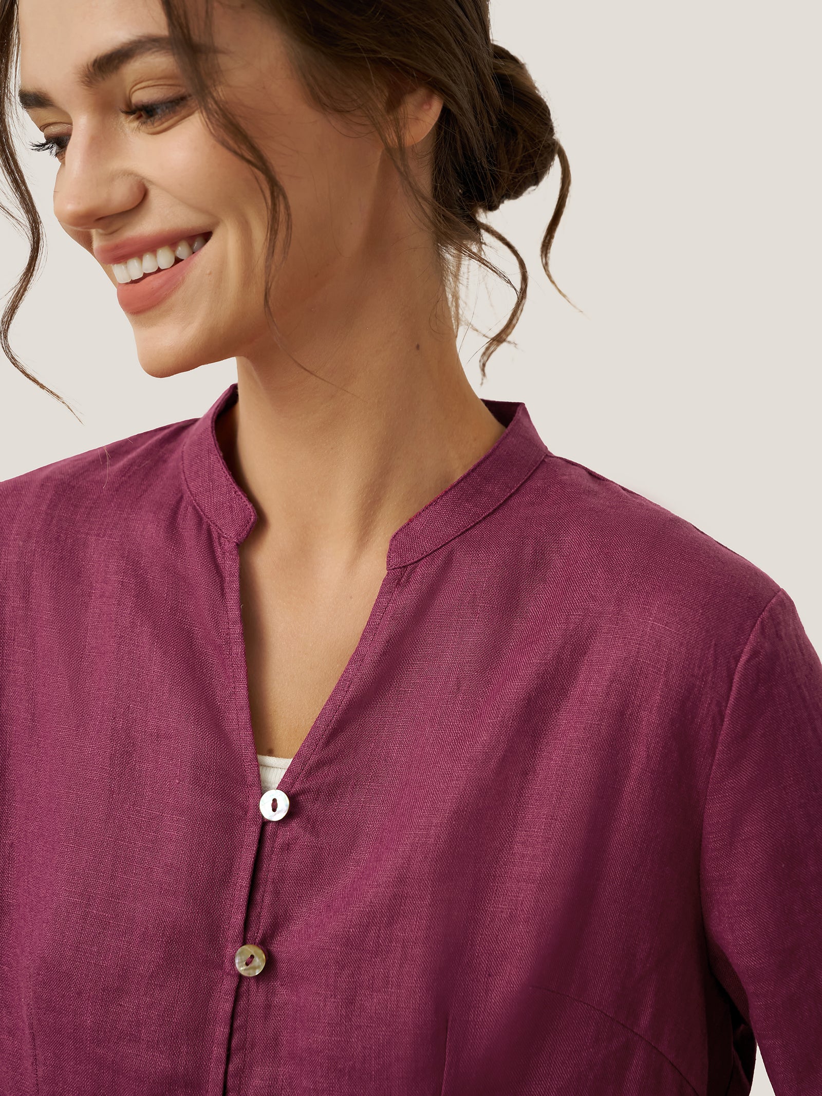 100% Linen Hand Button Long Top DILLON - Image 11