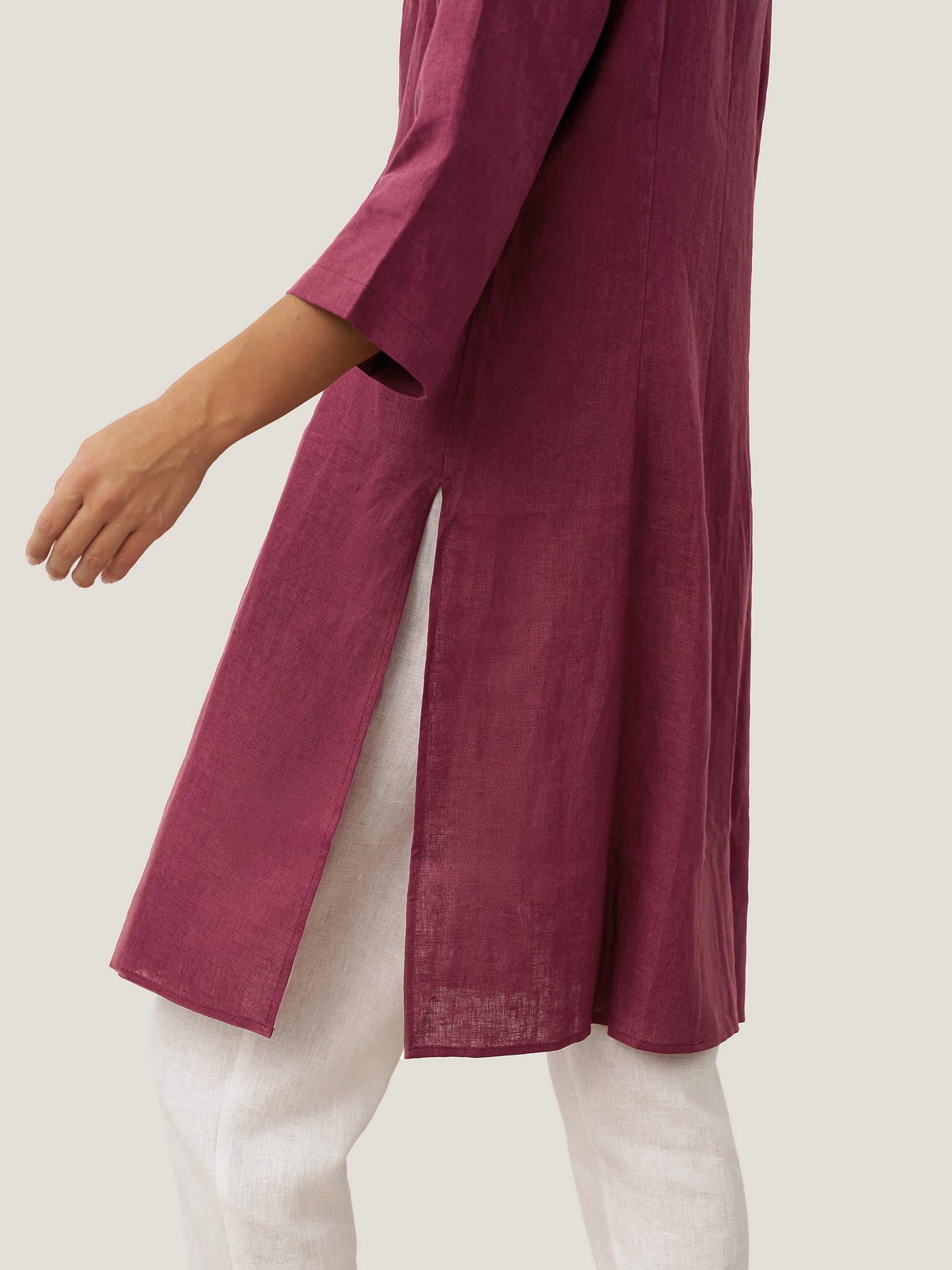 100% Linen Hand Button Long Top DILLON - Image 12
