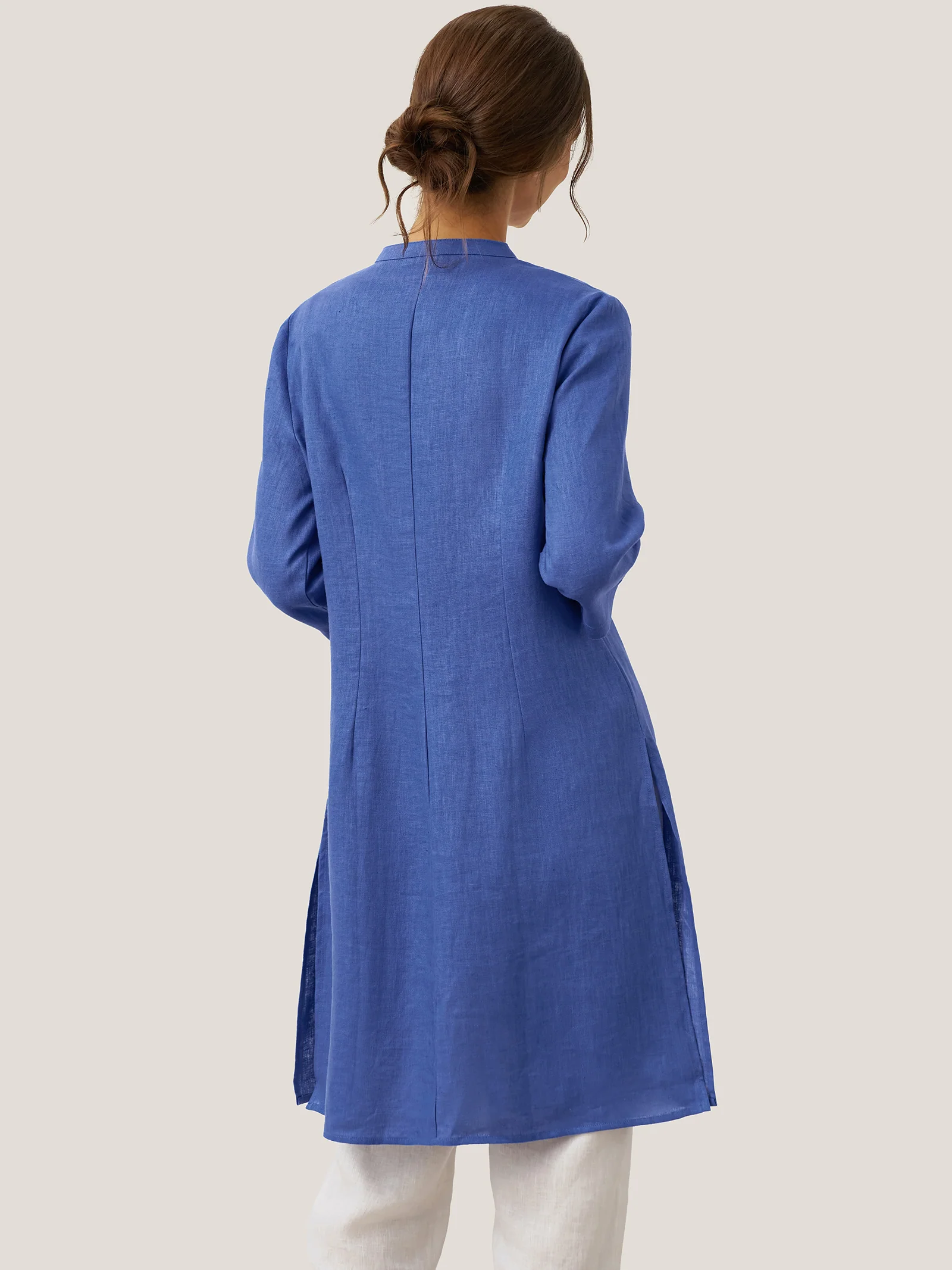 100% Linen Hand Button Long Top DILLON - Image 25