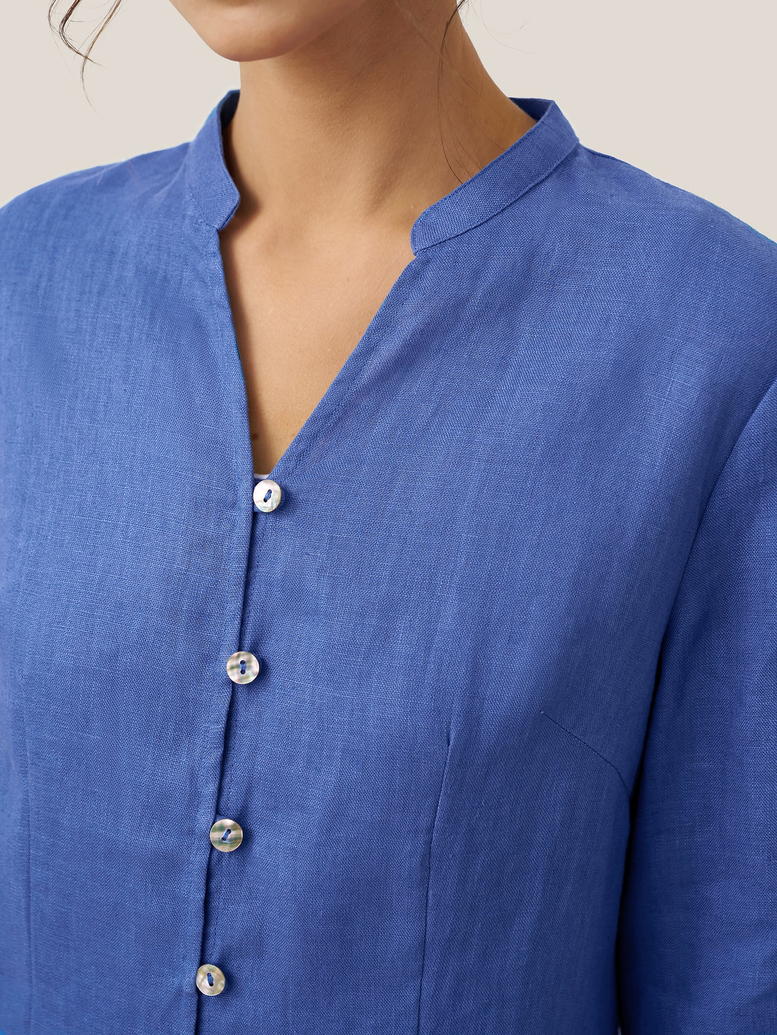 100% Linen Hand Button Long Top DILLON - Image 28
