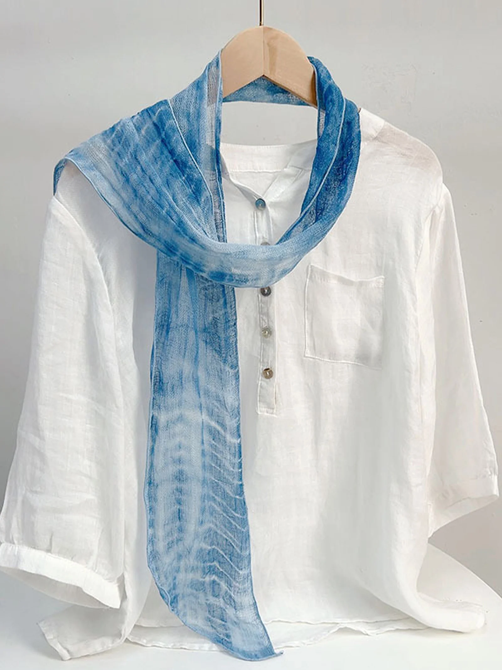 100% Linen Hand-Tie-Dyed Scarf - Image 8