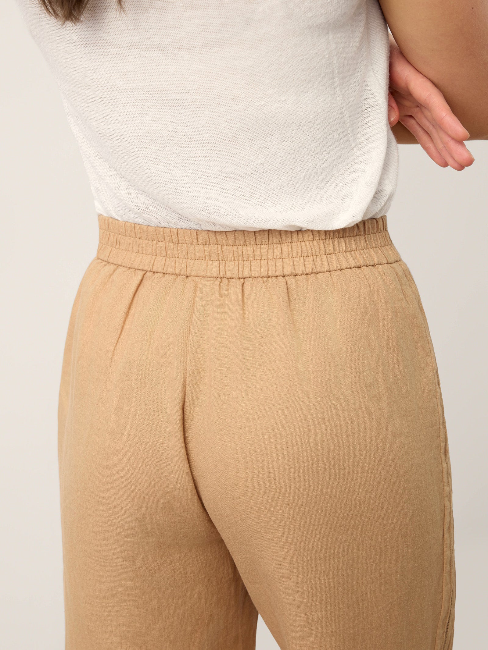 100% Linen Hemstitch Wide Leg Trousers LEONTINE - Image 6